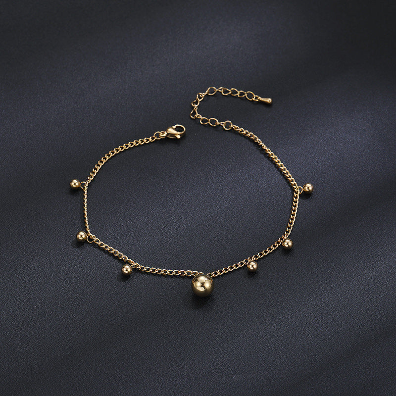 14K Gold Ball Bead Ankle Bracelet for Women - Elegant Foot Jewelry for Parties, Weddings & Beach Outfits