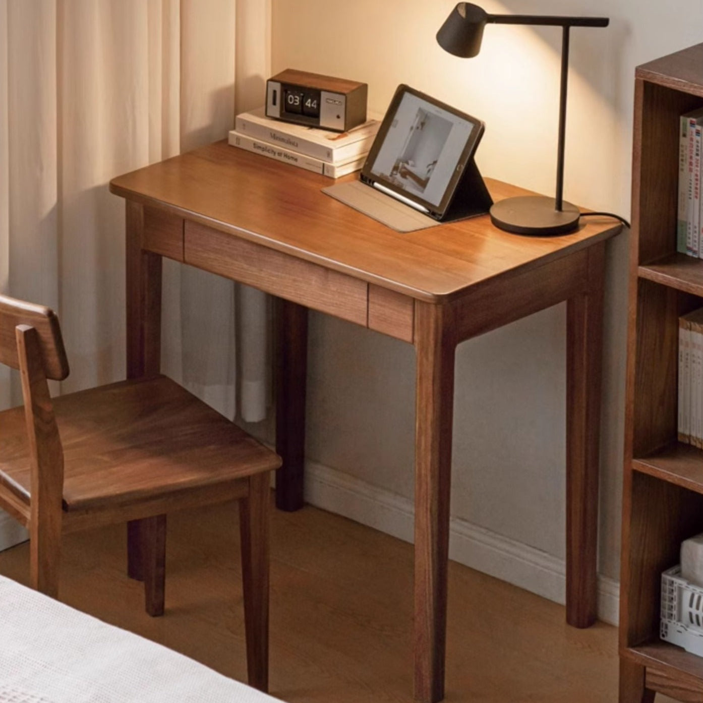 Premium Black Walnut Solid Wood Writing Desk with 3 Drawers - Modern Home Office Furniture for Study, Work & Remote Workspace