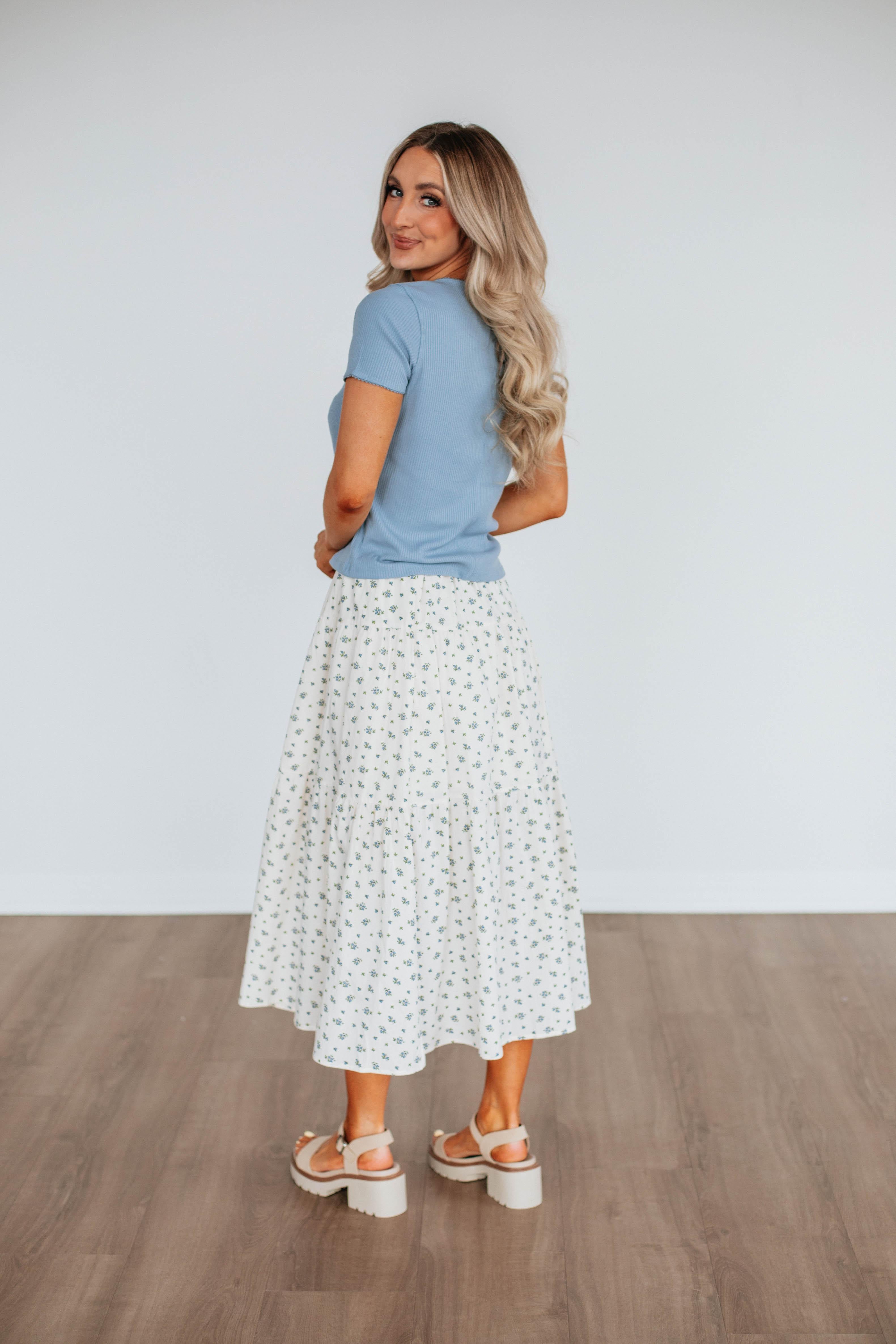 Cartana Floral Skirt for Women - A-Line Midi Summer Skirt with Pockets | Perfect for Beach, Vacation & Casual Outfits