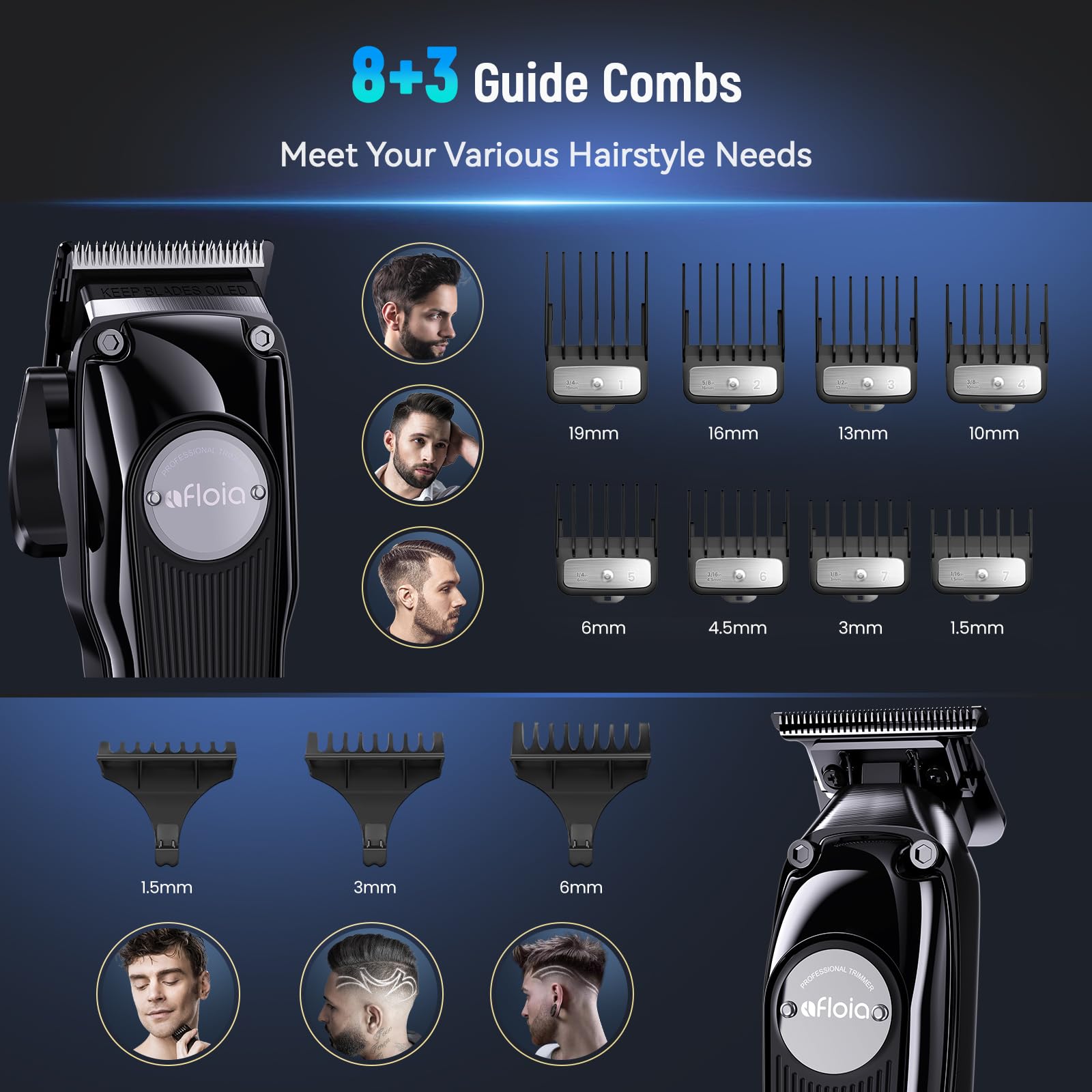 Professional Cordless Hair Clippers for Men - Rechargeable Barber Trimmer with High Torque Brushless Motor, DLC Coated Detachable Blades & Charging Stand | Perfect for Home Haircuts, Beard Trimming & Salon Use | Great Gift for Dad, Husband & Barbers
