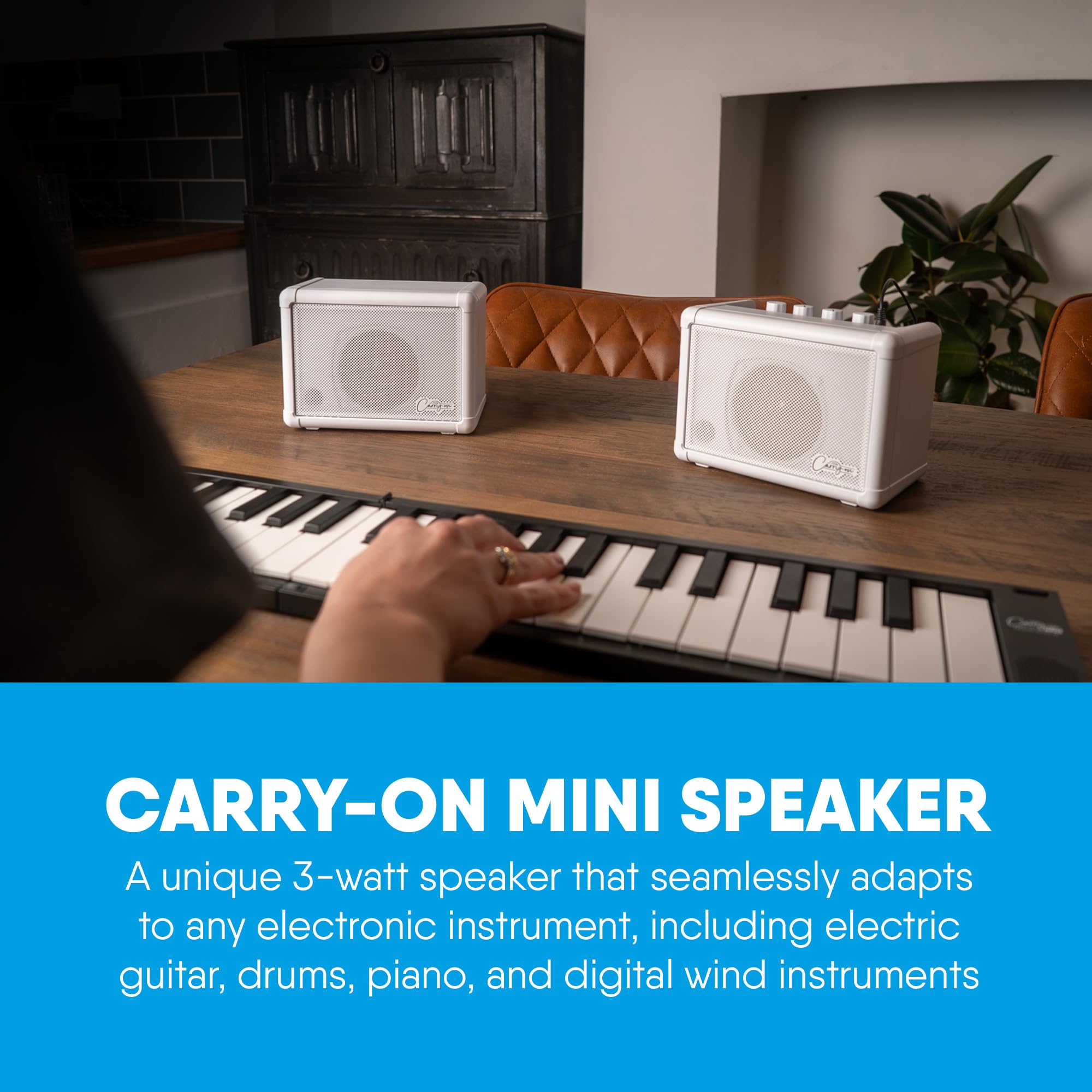 Portable Mini Speaker for Guitar, Drums, Keyboard & Microphone - Compact Carry-on Amplifier with Dual Input & Stereo Expansion - Perfect for Live Performances, Studio Recording & Outdoor Events