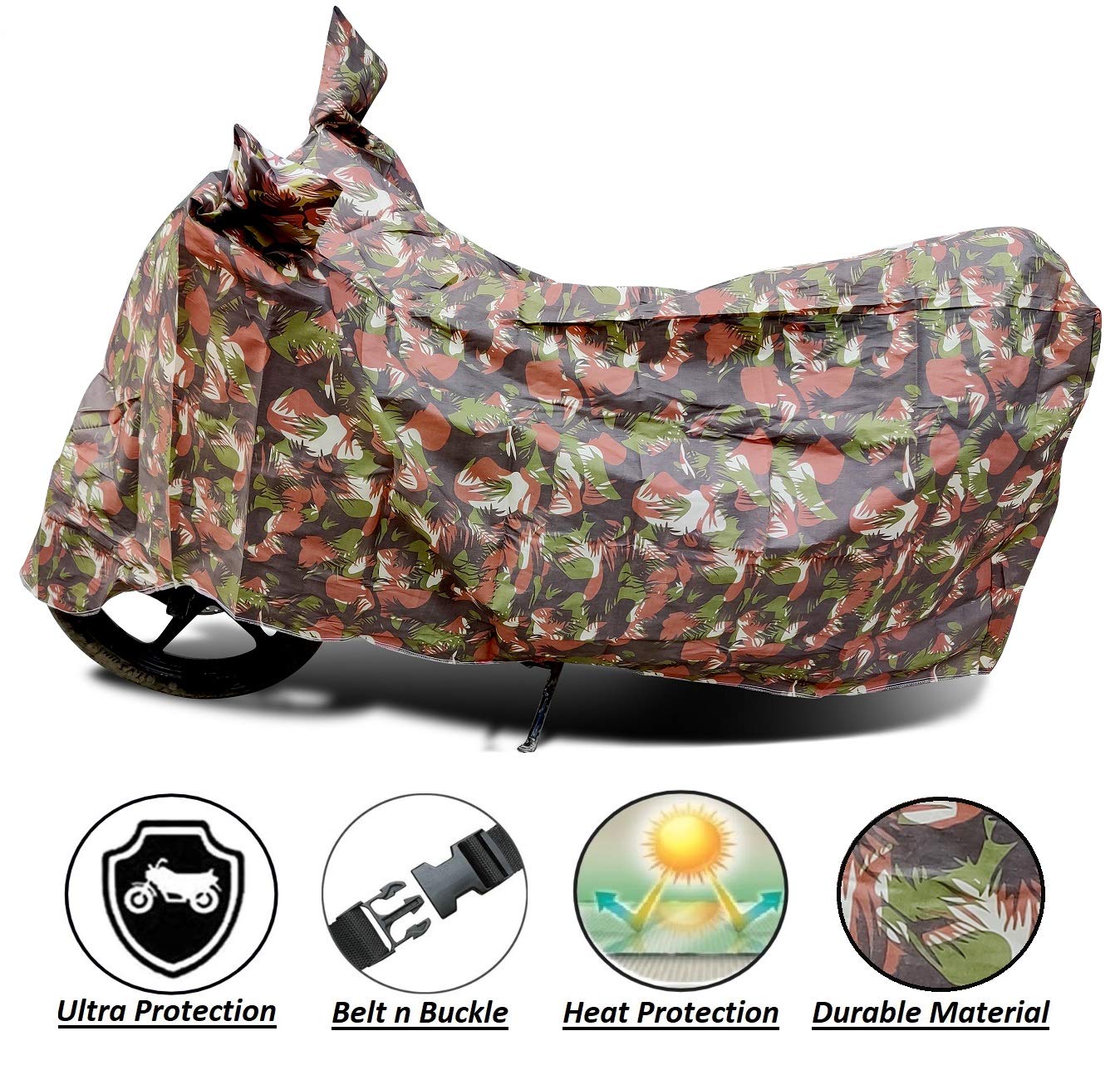 Waterproof Auto Hub Navi Bike Cover - Durable Motorcycle Body Cover for All Weather Protection (Jungle Camo Design) - Perfect for Outdoor Storage, Travel & Rainy Day Commutes