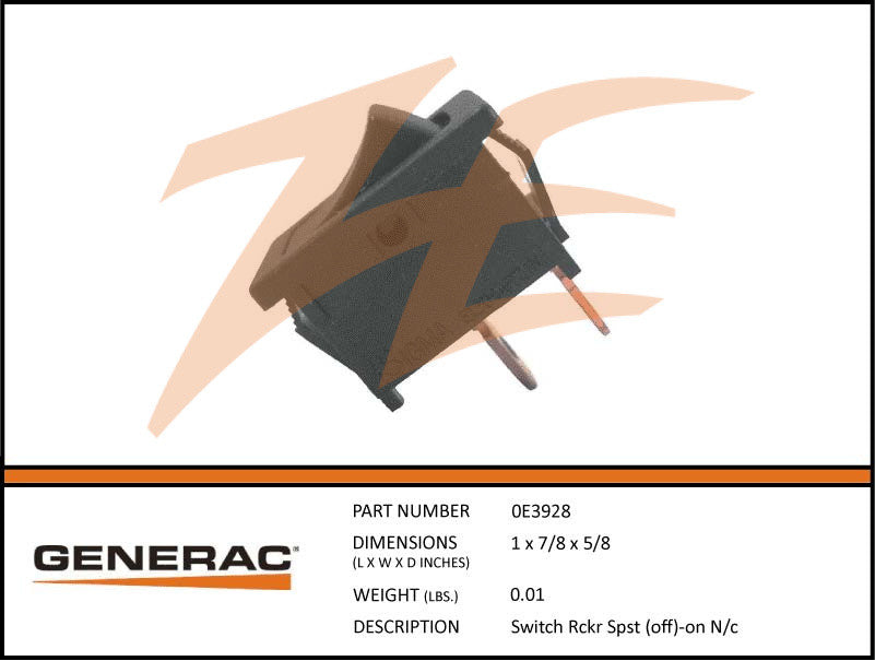 Generac 0E3928 SPST Rocker Switch - Heavy Duty Electrical Component for Generators, RVs & Marine Applications