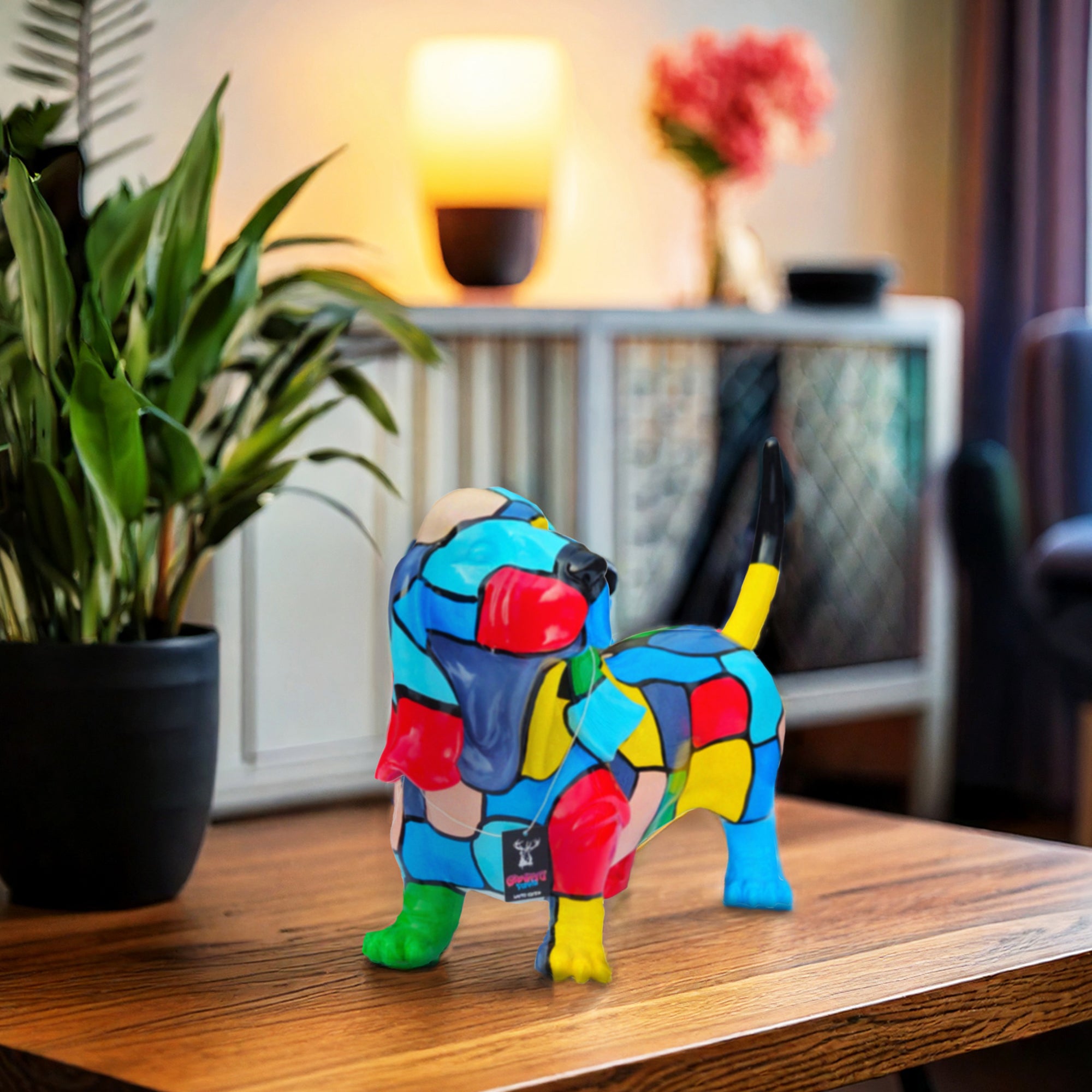 Gleneagles Graffiti Punks Animal Figure - Scout Basset Hound Dog Statue for Home Decor, Collectible Art Gift for Dog Lovers - Perfect for Living Room, Office & Shelf Display
