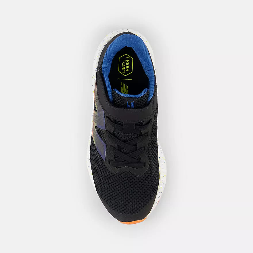New Balance Arishi v4 Bungee Lace Kids Sneakers - Black/Blue Agate/Blaze Orange | Lightweight Running Shoes for Boys & Girls | Perfect for School, Sports & Daily Wear