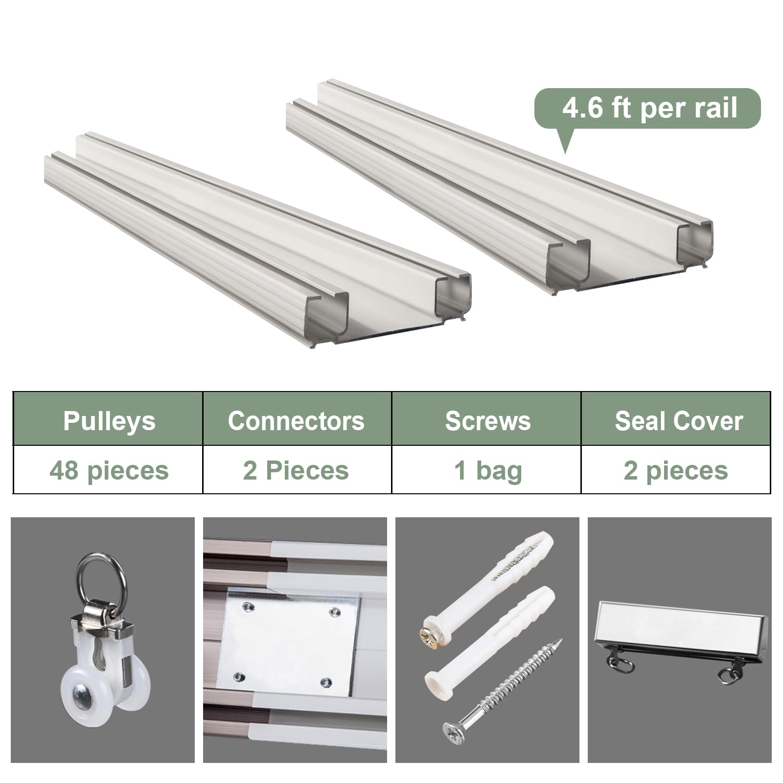 Heavy-Duty Double Curtain Track Rail System - Ceiling Mounted Room Divider for Living Room & Bedroom - Champagne 9.5ft - Perfect for Home Partition & Window Treatment