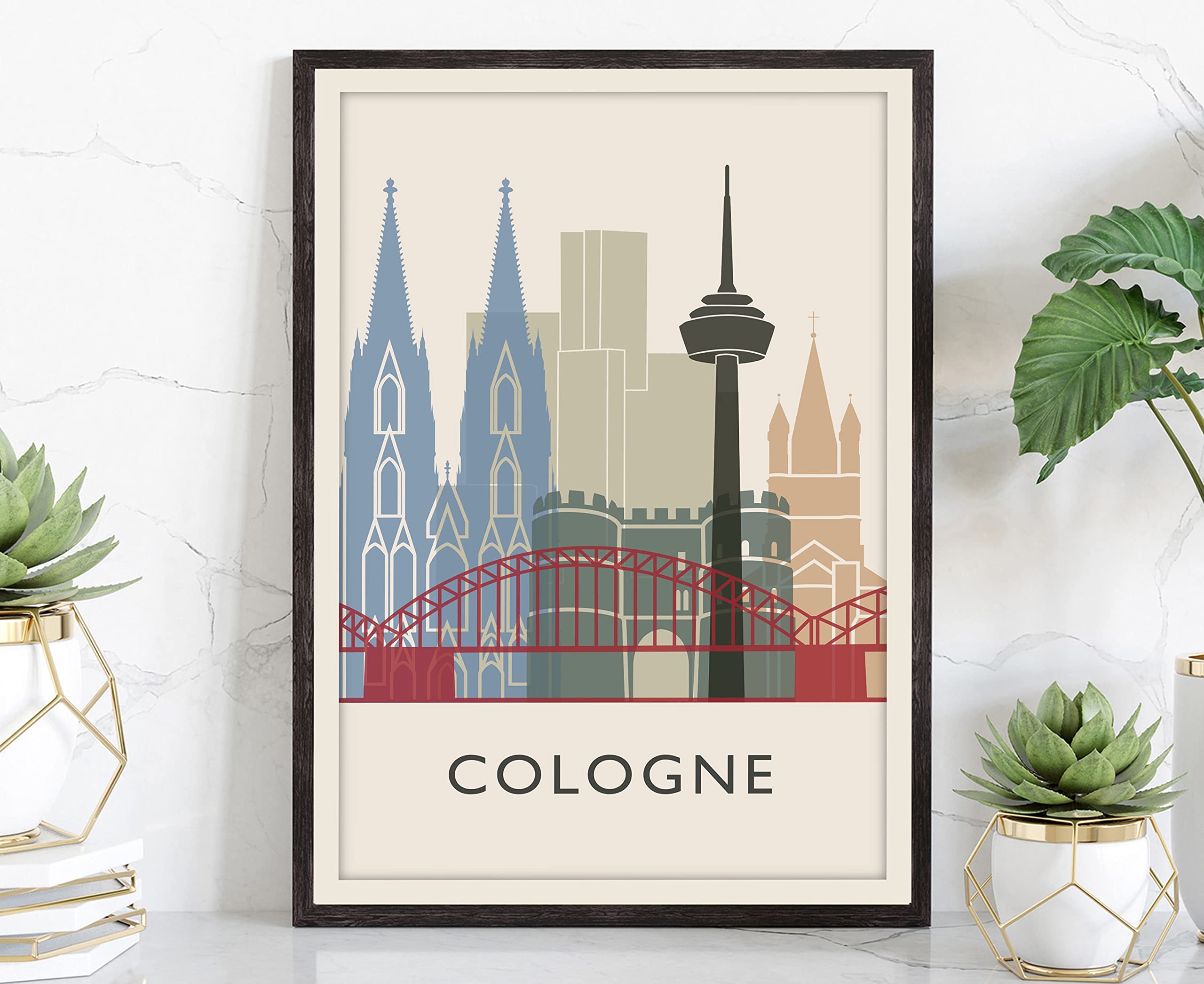 Cologne Germany Skyline Poster - Cityscape & Landmark Print Wall Art for Home & Office Decor - 12x18 Inches - Perfect for Living Room, Bedroom or Workspace