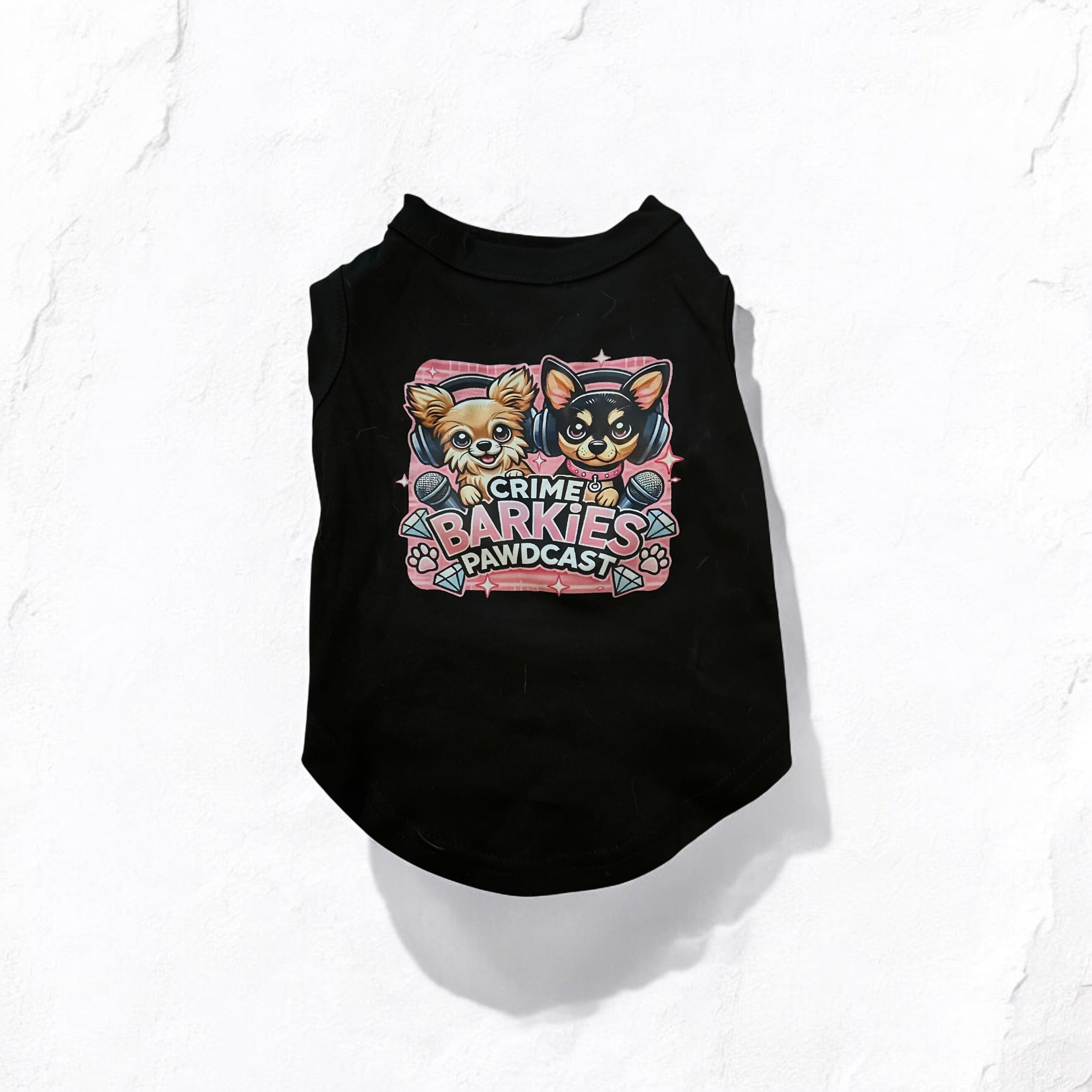 Crime Barkies Pawdcast T-Shirt - Black | Funny Dog Podcast Tee for Pet Lovers & True Crime Fans