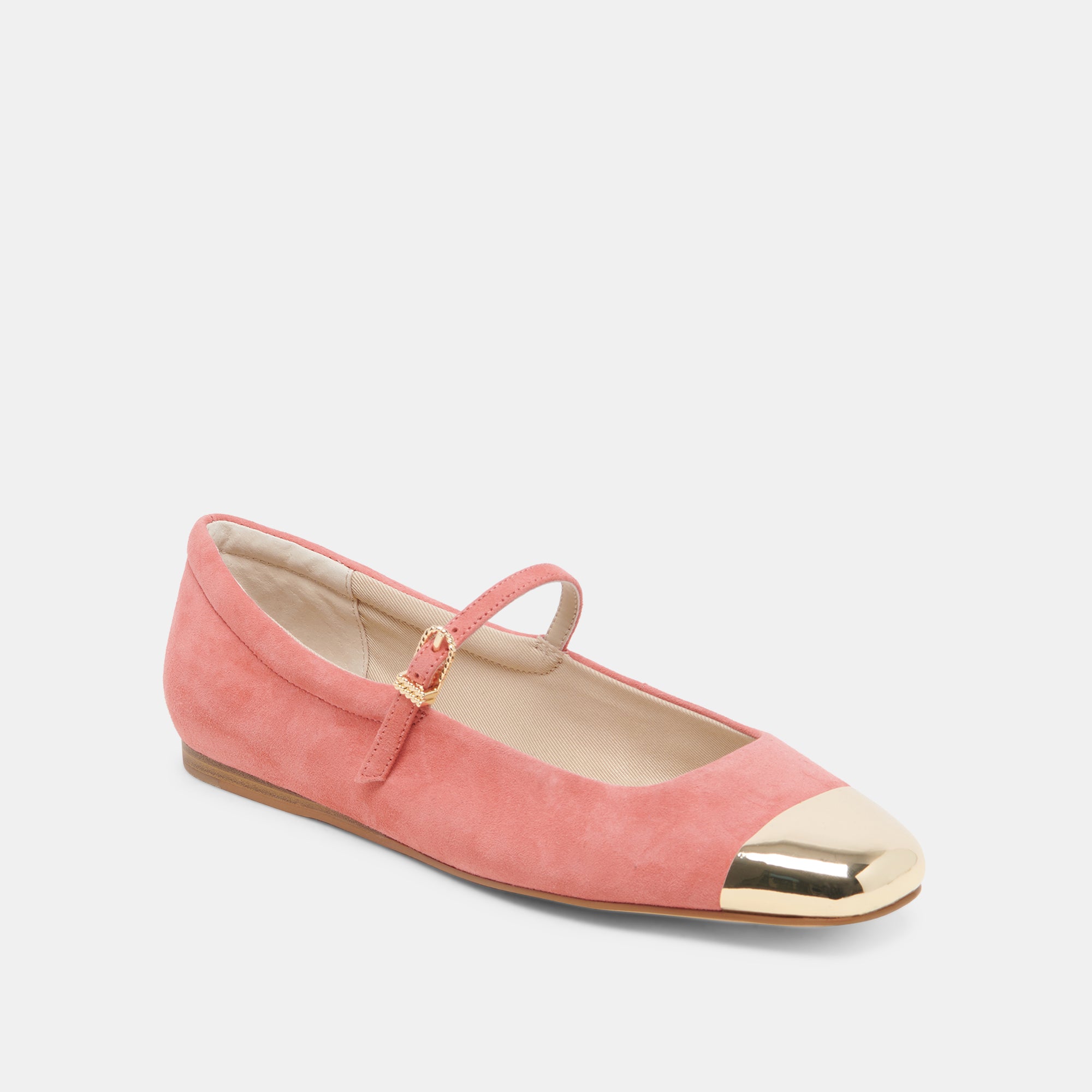 Reyes Toe Cap Ballet Flats - Coral Suede Shoes for Women | Comfortable & Stylish | Perfect for Work, Casual Outfits & Special Occasions