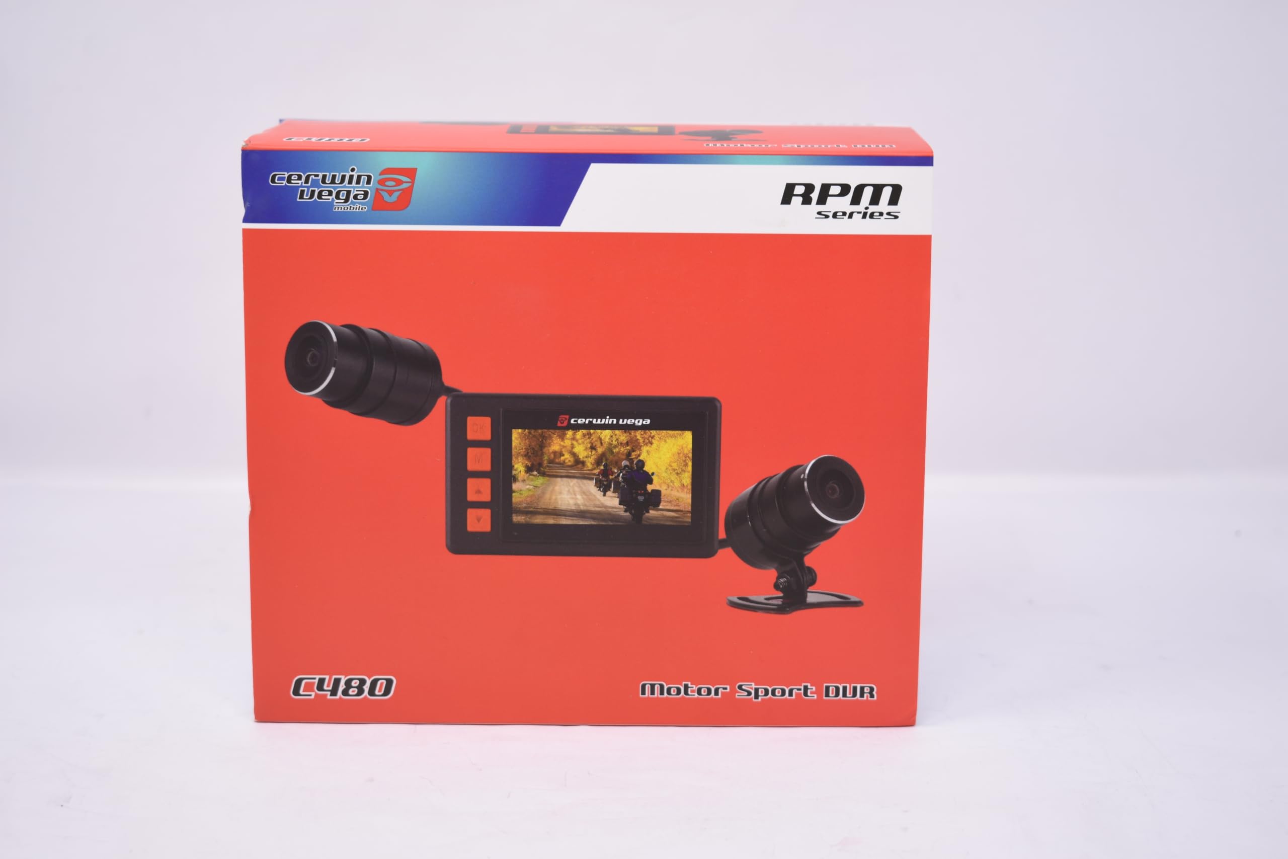 Cerwin Vega RPM Series C480 1080P AHD Motorcycle DVR Camera - Front & Rear Dash Cam with 2.7