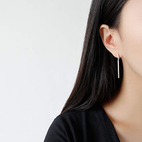 925 Sterling Silver Vertical Bar Dangle Earrings for Women - Elegant Long Drop Bar Earrings for Everyday Wear, Parties & Special Occasions