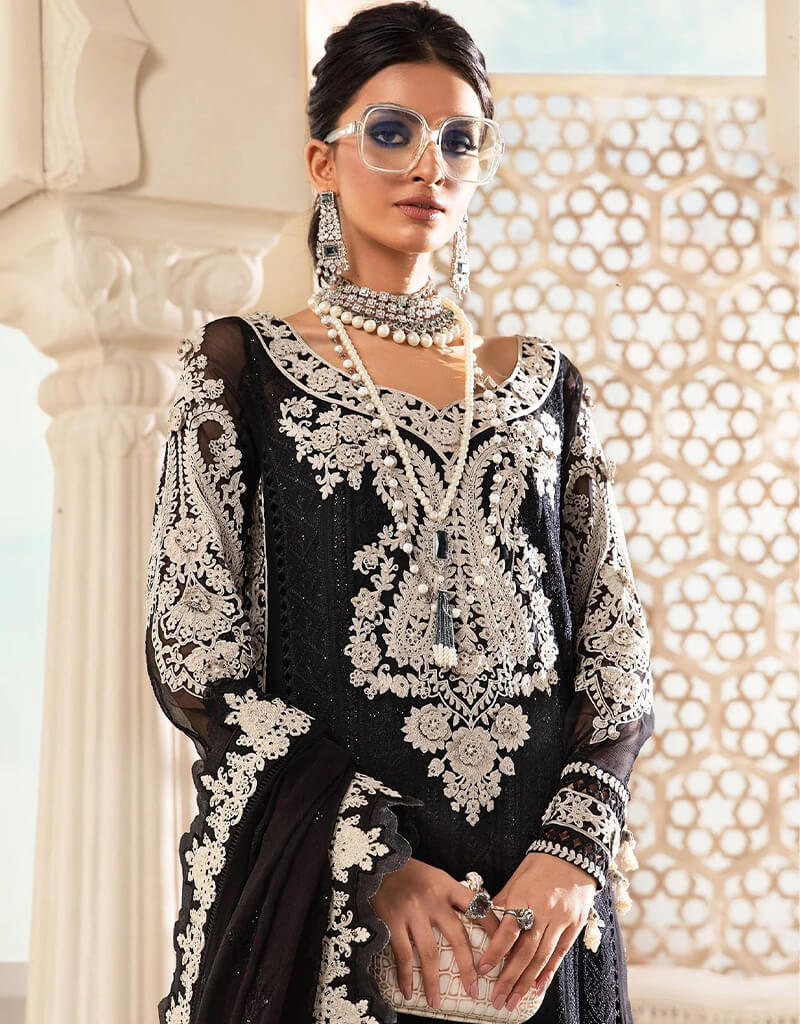 Elegant Black Faux Georgette Palazzo Salwar Suit for Women - Comfortable Indian Ethnic Wear for Parties, Weddings & Festivals