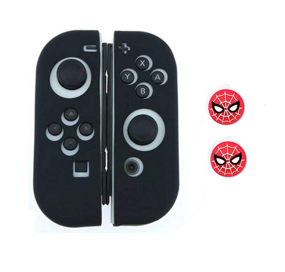 Premium Soft Silicone Thumb Grips Joystick Cap Cover for Nintendo Switch Joy-Con - Protective Skin Case (Black) - Enhance Gaming Comfort & Prevent Wear - Perfect for Switch, Switch Lite & OLED Models