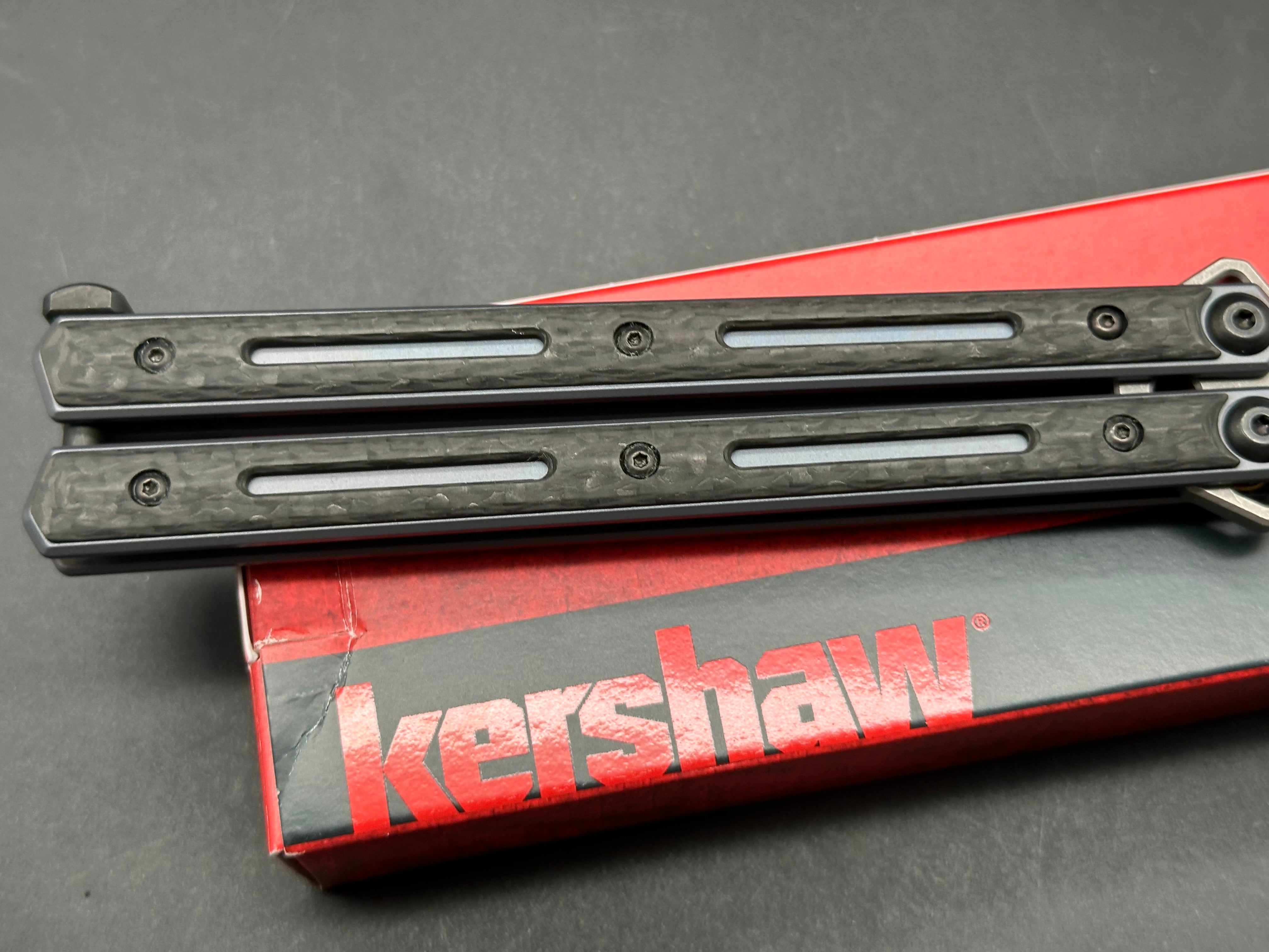 Kershaw Lucha CF Balisong Butterfly Knife - Premium Carbon Fiber Handle, Razor Sharp Blade for EDC, Outdoor, and Tactical Use