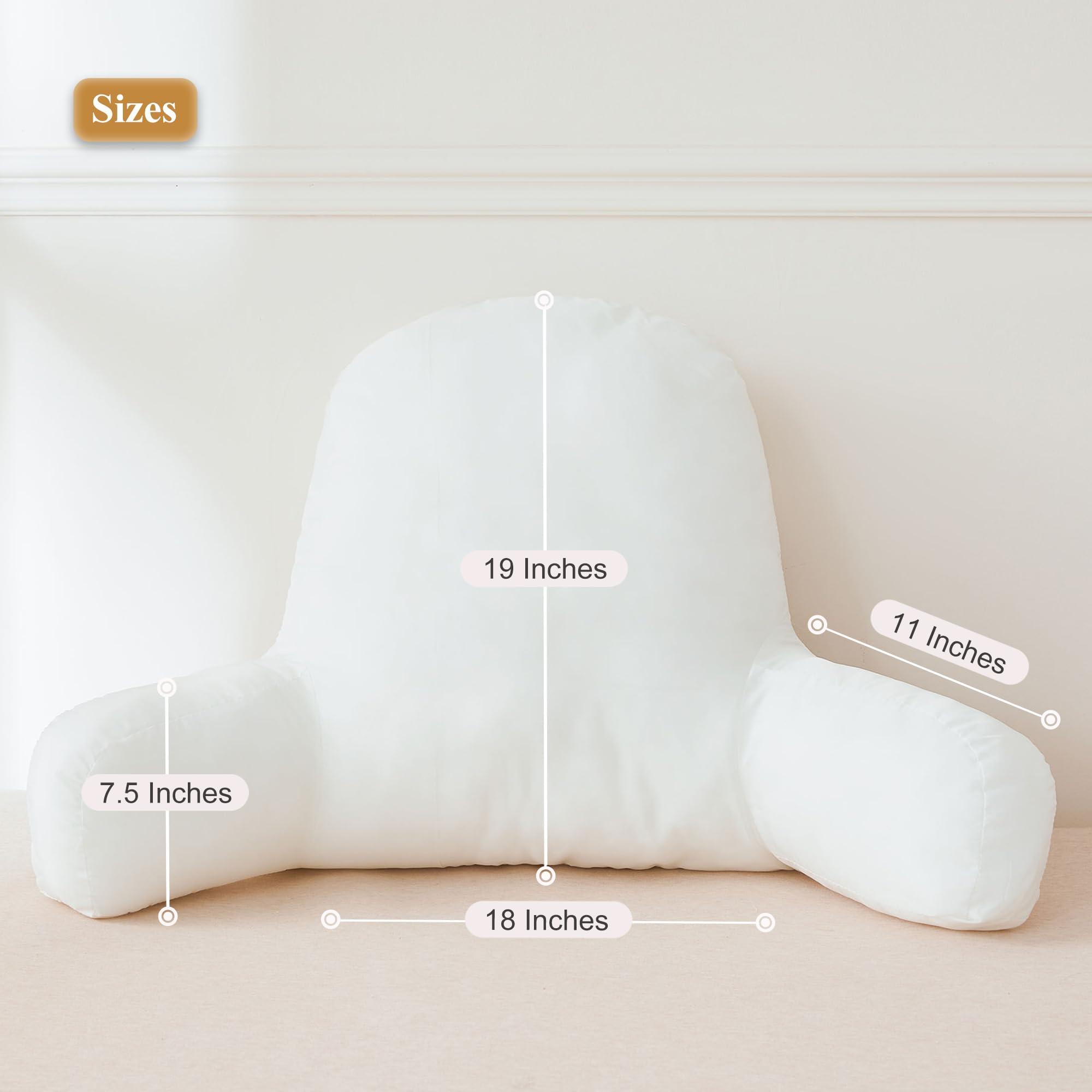 XeGe Reading Pillow Filling - Fluffy Shredded Foam Backrest Pillow Insert with Arms for Comfortable Reading & Relaxing | Perfect for Bed, Sofa, Office Chair and Book Nook