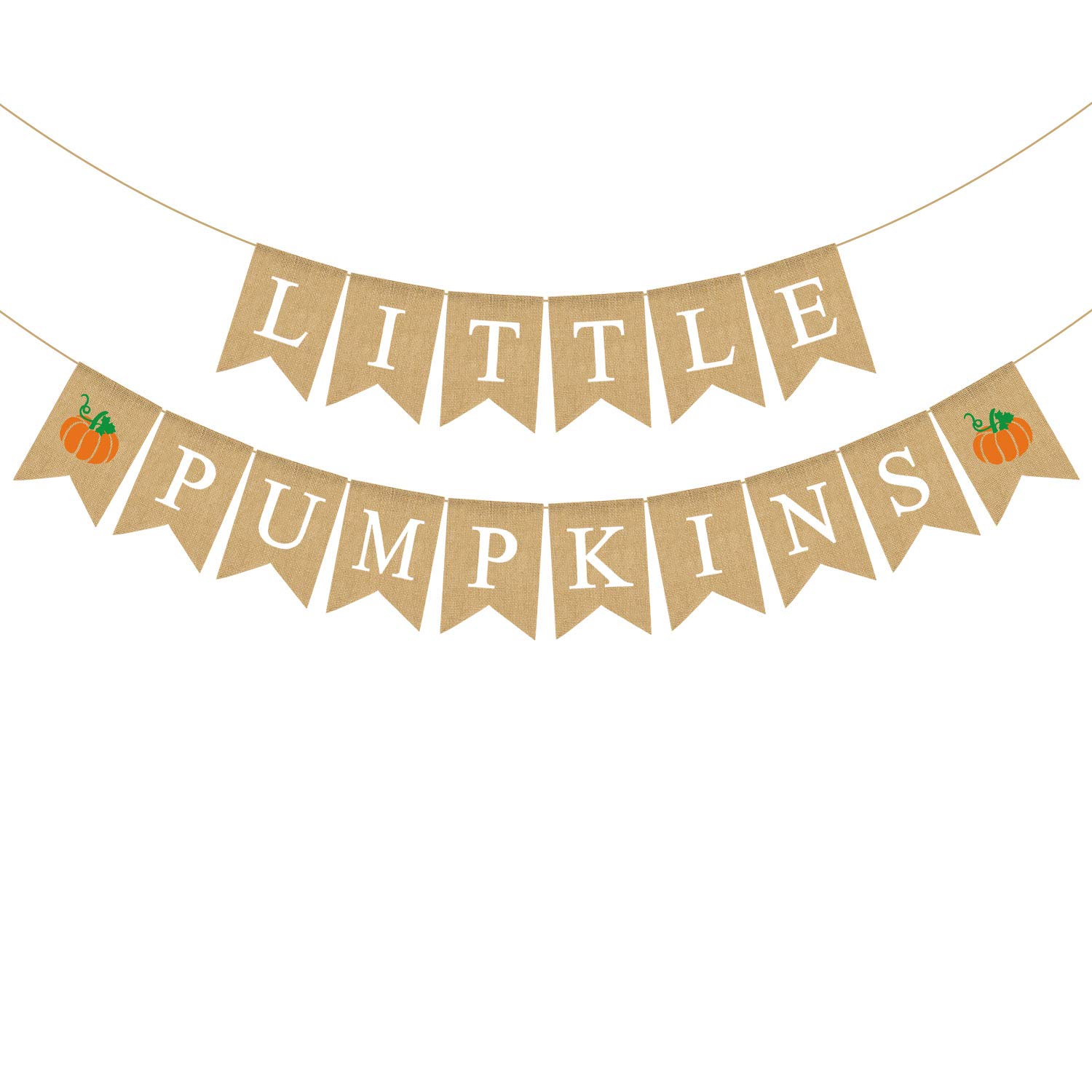 Natural Jute Burlap Pumpkin Banner - Fall Harvest Decor for Baby Shower, Gender Reveal Party, Thanksgiving & Autumn Home Decoration