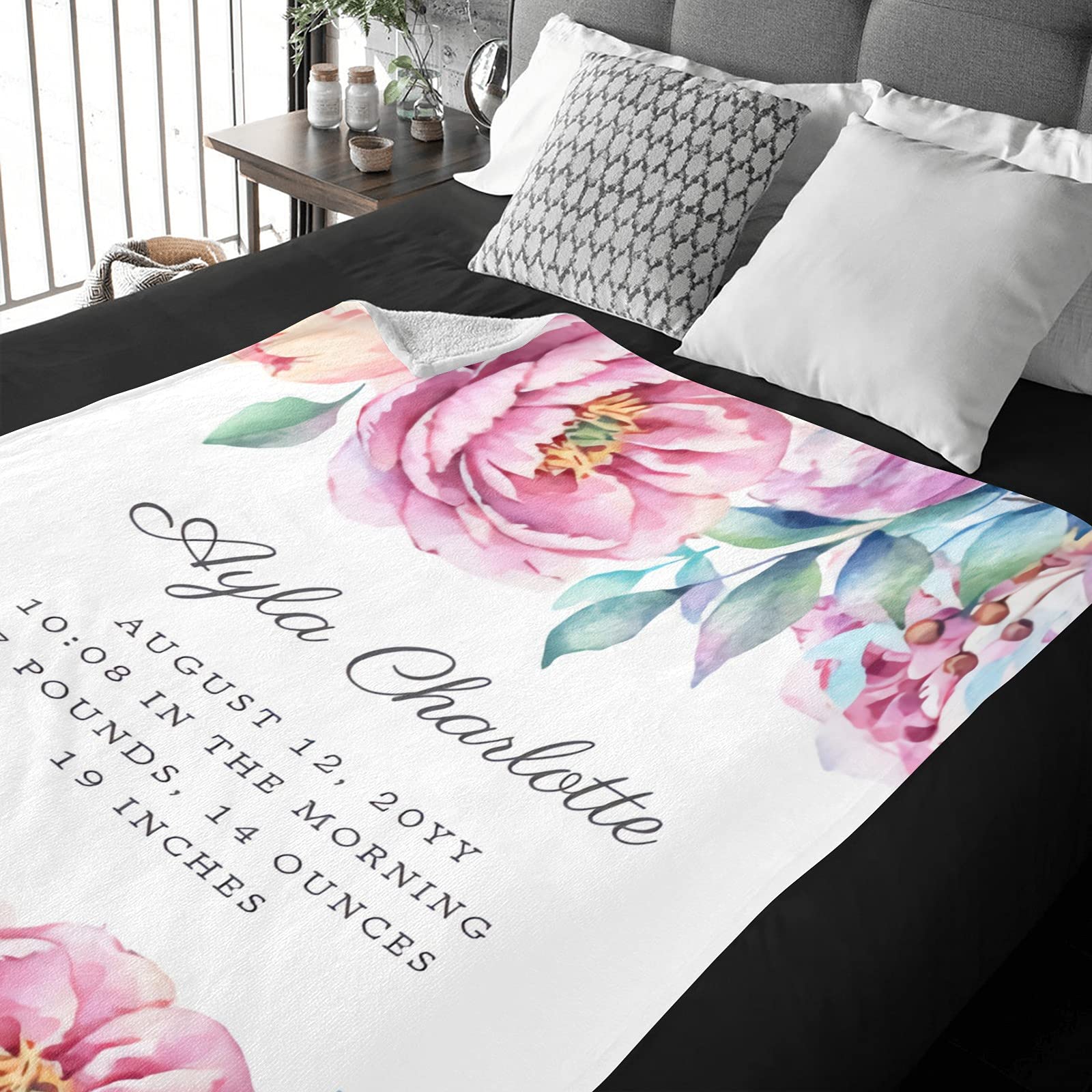 Personalized Baby Blanket with Name - Custom Embroidered Baby Blankets for Boys & Girls | Super Soft Newborn Blanket | Perfect Baby Shower Gift & Nursery Decor | Ideal for Cuddling, Swaddling & Photo Props