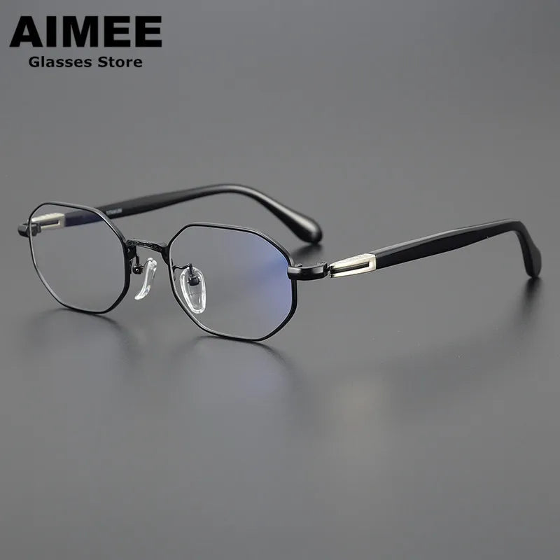 Stylish Aimee Unisex Full Rim Flat Top Polygon Titanium Eyeglasses Frame 11092 | Lightweight & Durable | Perfect for Work, Reading & Fashion Accessories
