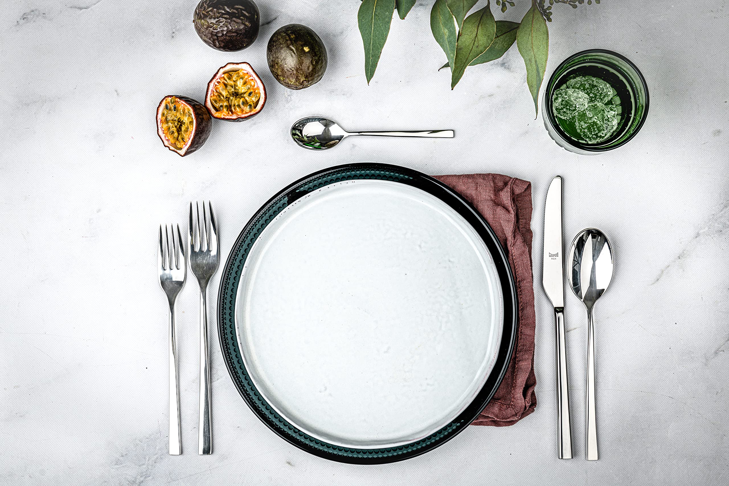 MEPRA 20-Piece Atena Stainless Steel Serving Set - Elegant Metallic Finish for Dinner Parties, Buffets & Formal Dining (106222020) | Perfect for Hosting, Entertaining & Special Occasions