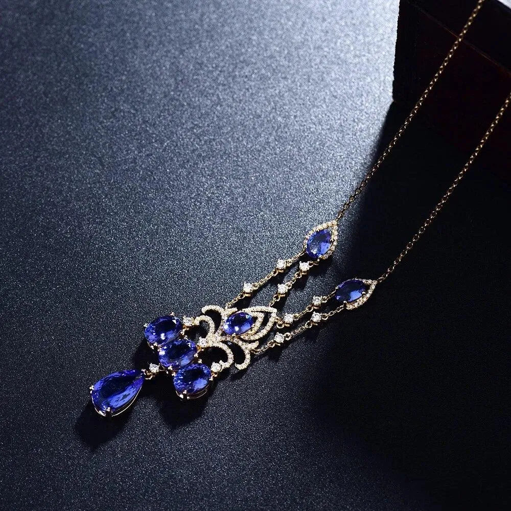 18K Rose Gold Tanzanite Pendant Necklace with Diamonds - 10.36ct Natural Tanzanite Gemstone Jewelry for Women | Elegant Gift for Anniversary, Birthday & Special Occasions