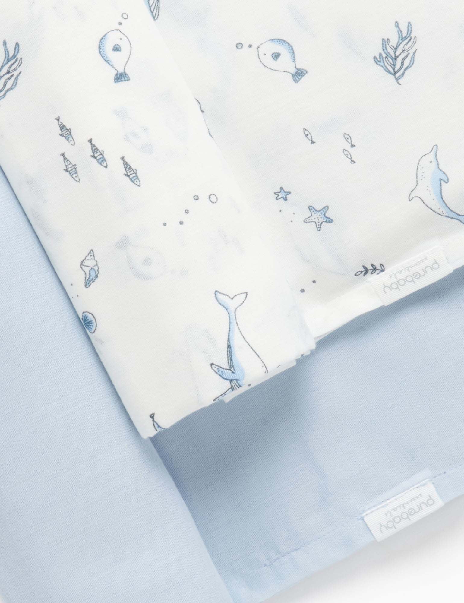 Purebaby Organic Muslin Swaddle Blankets 2-Pack - Soft Breathable Baby Wraps for Newborns & Infants - Blue Nautical Design - Perfect for Swaddling, Nursing Cover & Stroller Blanket