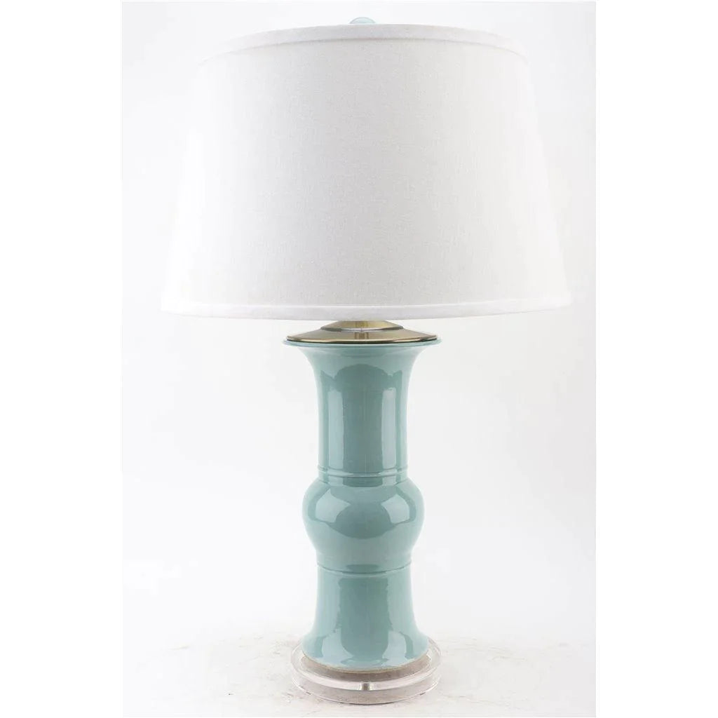 Elegant Blue Celadon Porcelain Vase Table Lamp - Handcrafted Home Decor for Living Room, Bedroom & Office Lighting