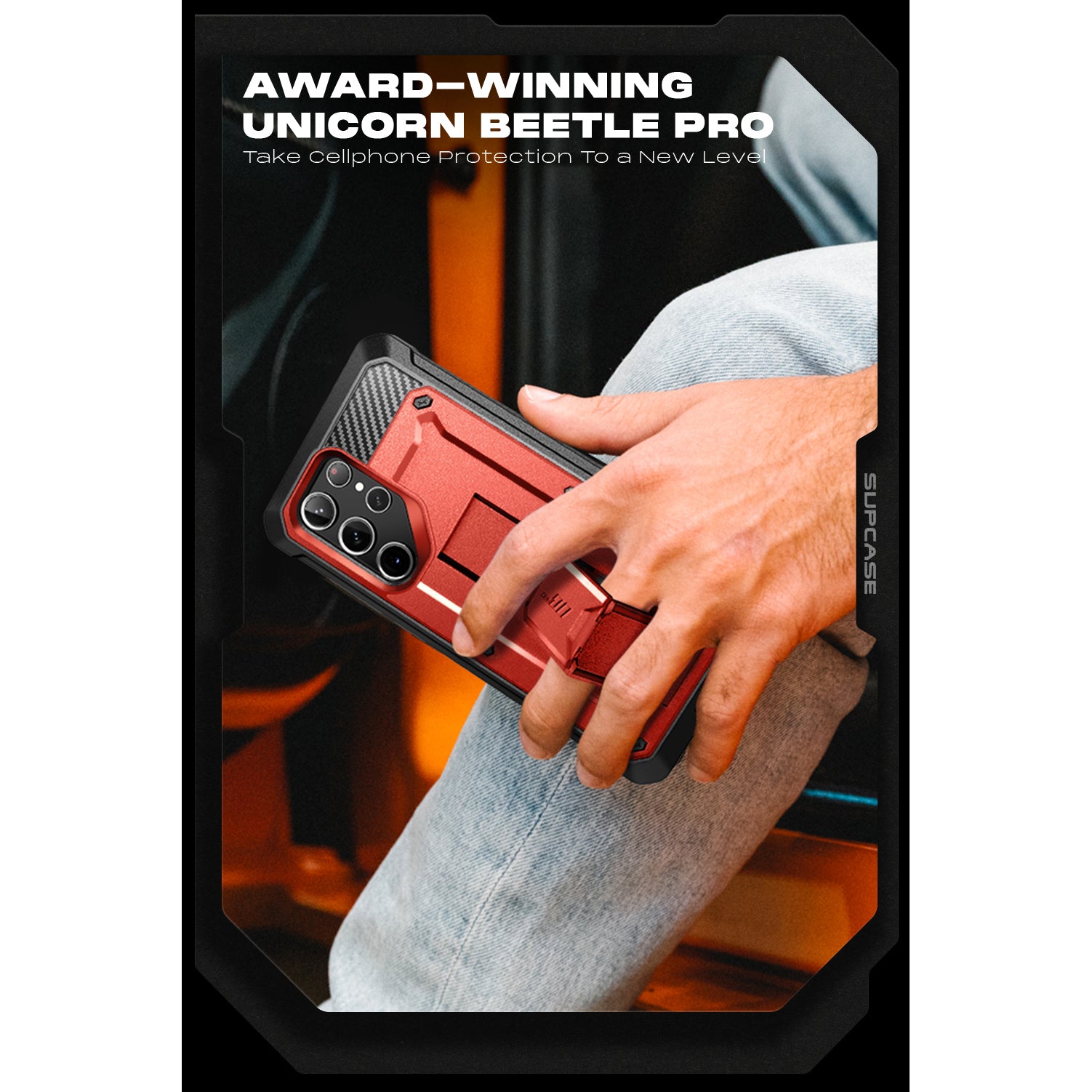 Samsung Galaxy S23 Ultra Unicorn Beetle Pro Case with Screen Protector - Shockproof Heavy Duty Cover in Metallic Red | Perfect for Outdoor Activities, Travel & Daily Protection