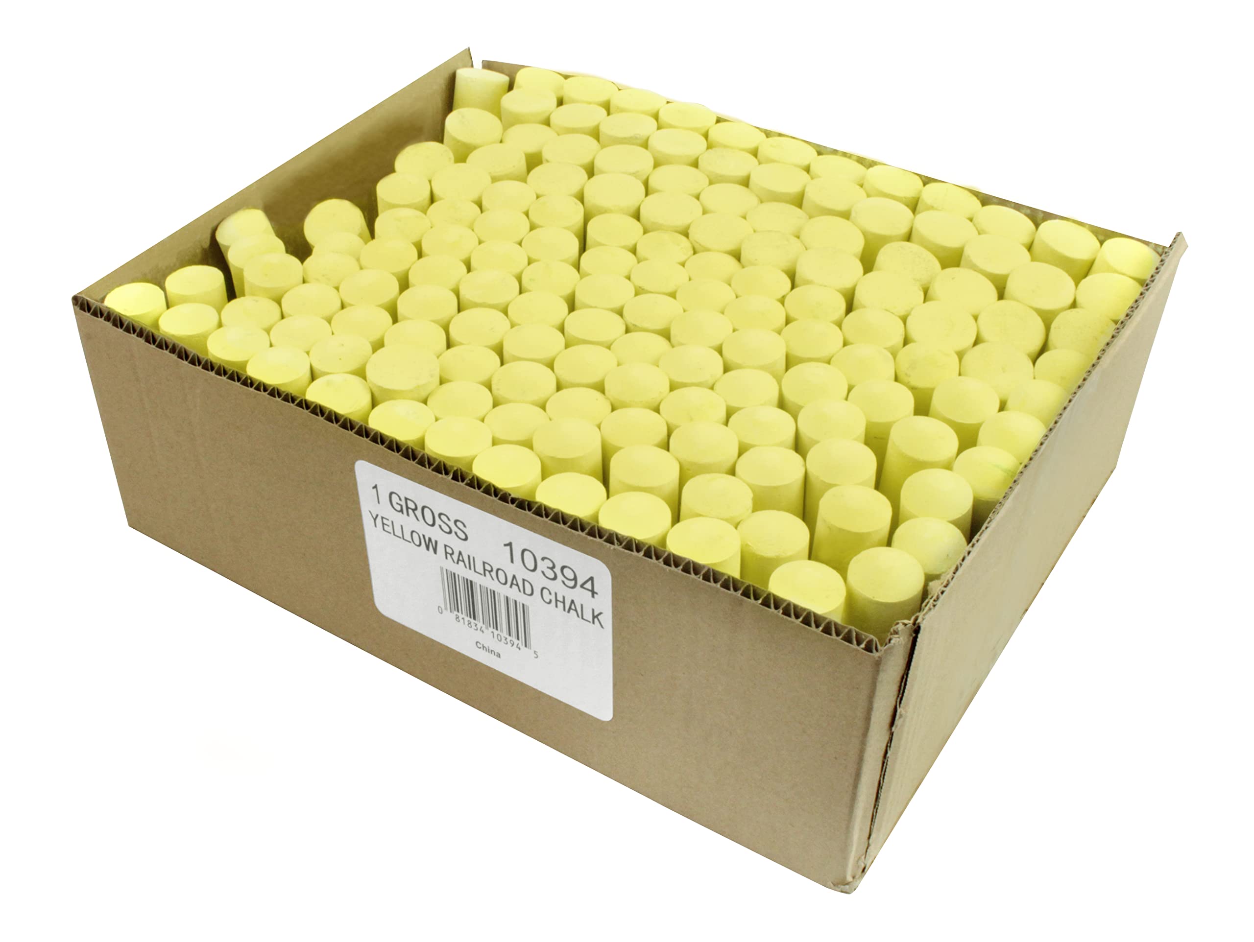 CH Hanson 10394 Yellow Railroad Chalk - 144 Pieces per Box | High Visibility Marking for Railroad Tracks, Construction Sites & Outdoor Projects