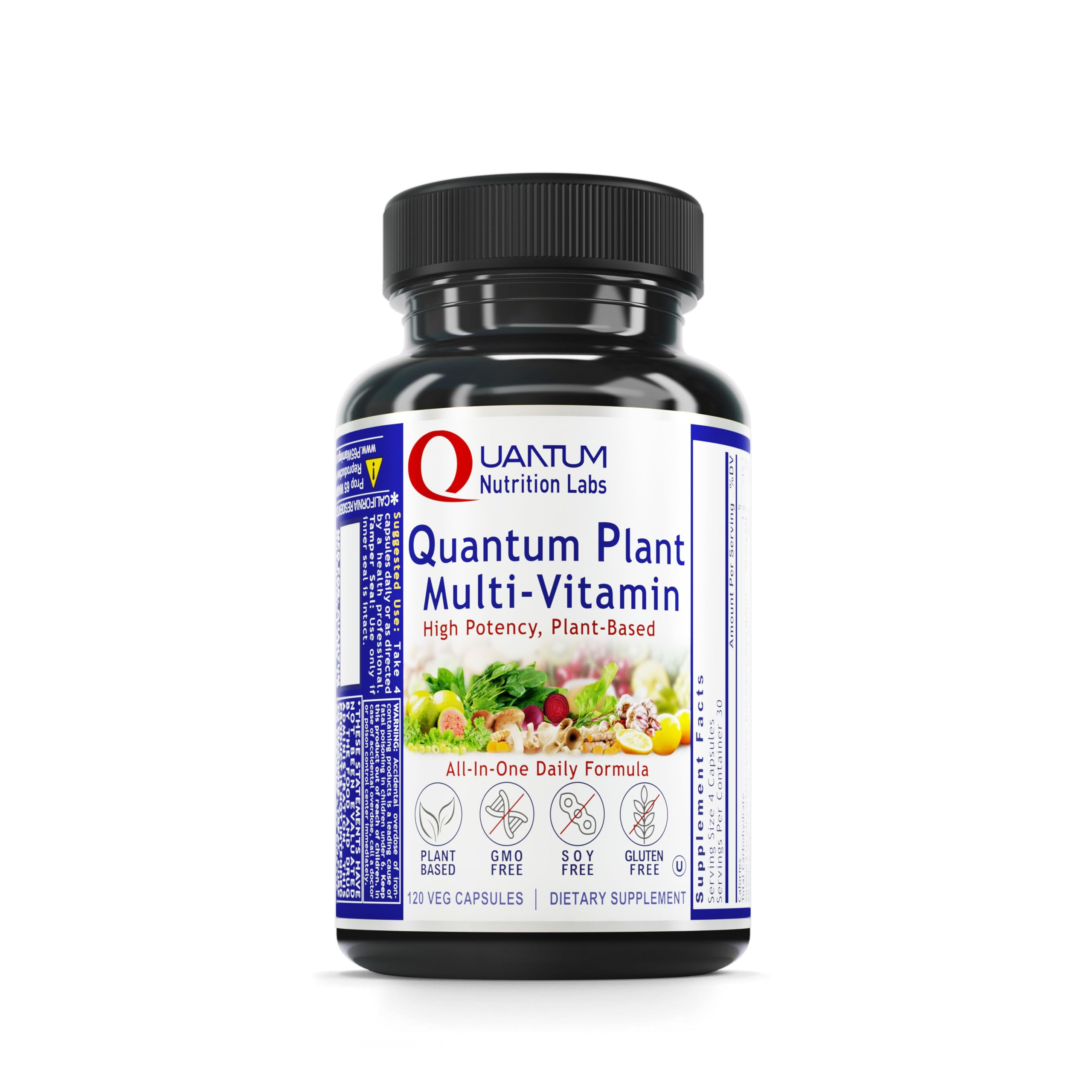 QNL Quantum Plant Multi-Vitamin - Complete Plant-Based Multivitamin for Adults with Immune Support - 120 Natural Capsules for Men & Women | Daily Wellness Supplement for Energy & Immune System Boost