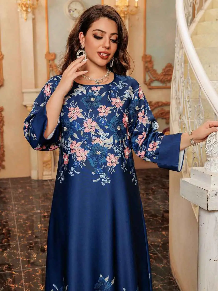 Hotfix Rhinestone Eid Caftan Dress for Women - Elegant Embellished Kaftan for Special Occasions, Parties & Festivals