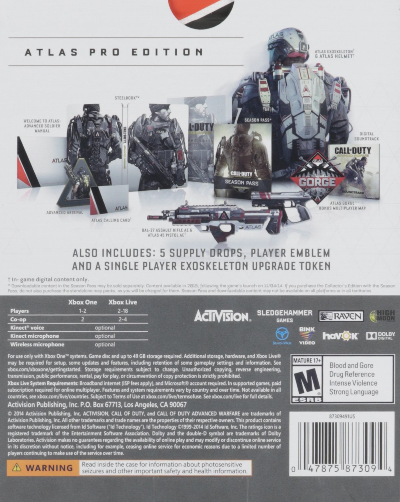 Call of Duty: Advanced Warfare Atlas Pro Edition - Xbox One Game | Limited Collector's Edition | First-Person Shooter Action | Perfect for Gaming Enthusiasts & Collectors