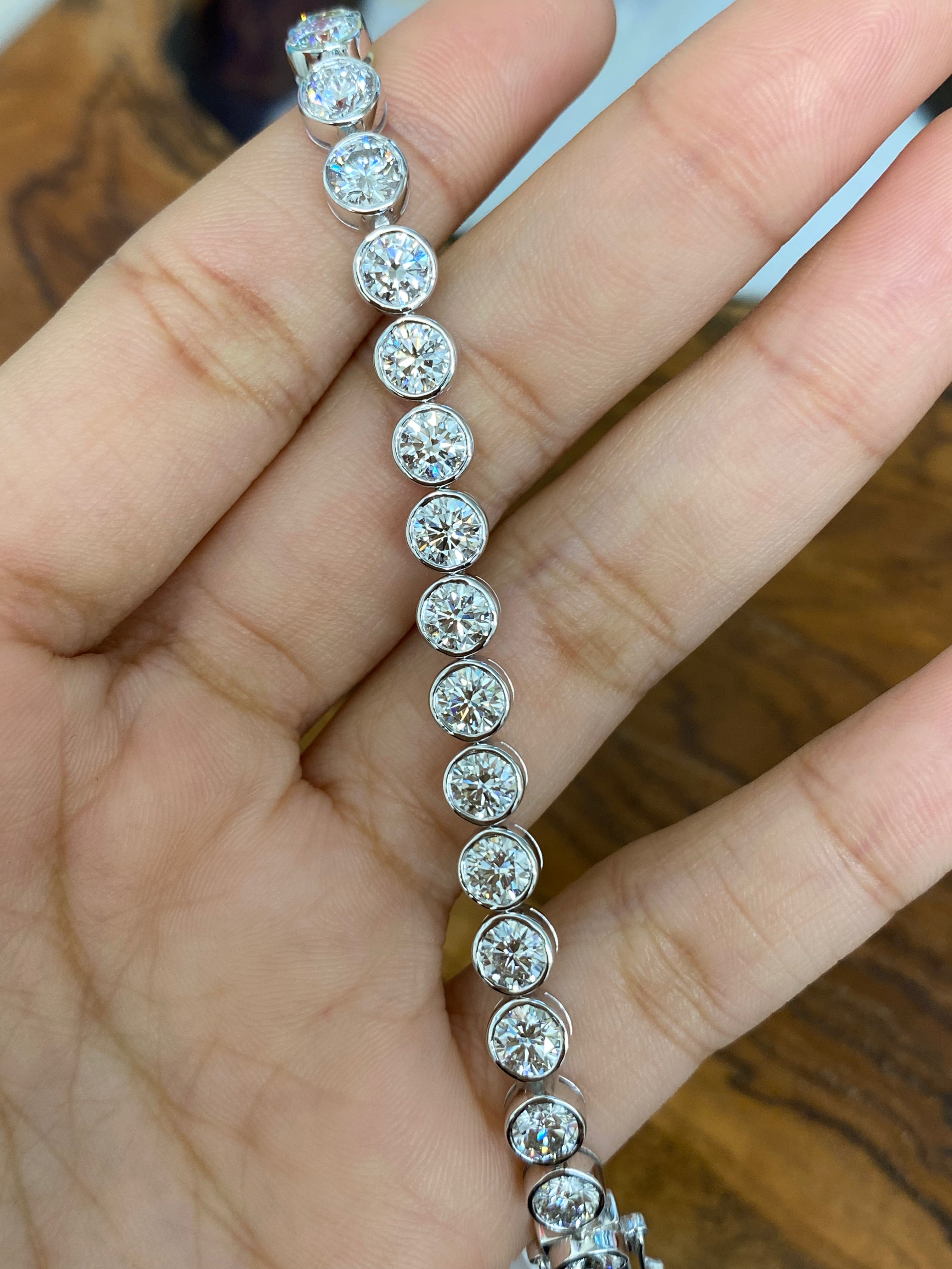 11.74 Carat Lab-Created Diamond Tennis Bracelet - 6.5 Inch Adjustable Bezel Setting for Women | Perfect for Weddings, Anniversaries & Special Occasions