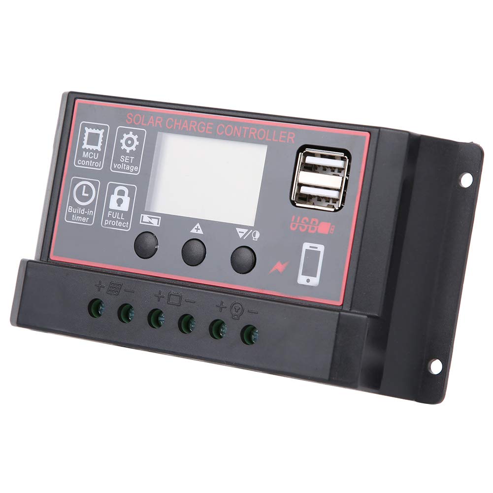 40A Solar Charge Controller with Digital Display - Intelligent Photovoltaic Regulator for Home & RV Use | Weatherproof Outdoor Solar Panel Controller for Off-Grid Power Systems