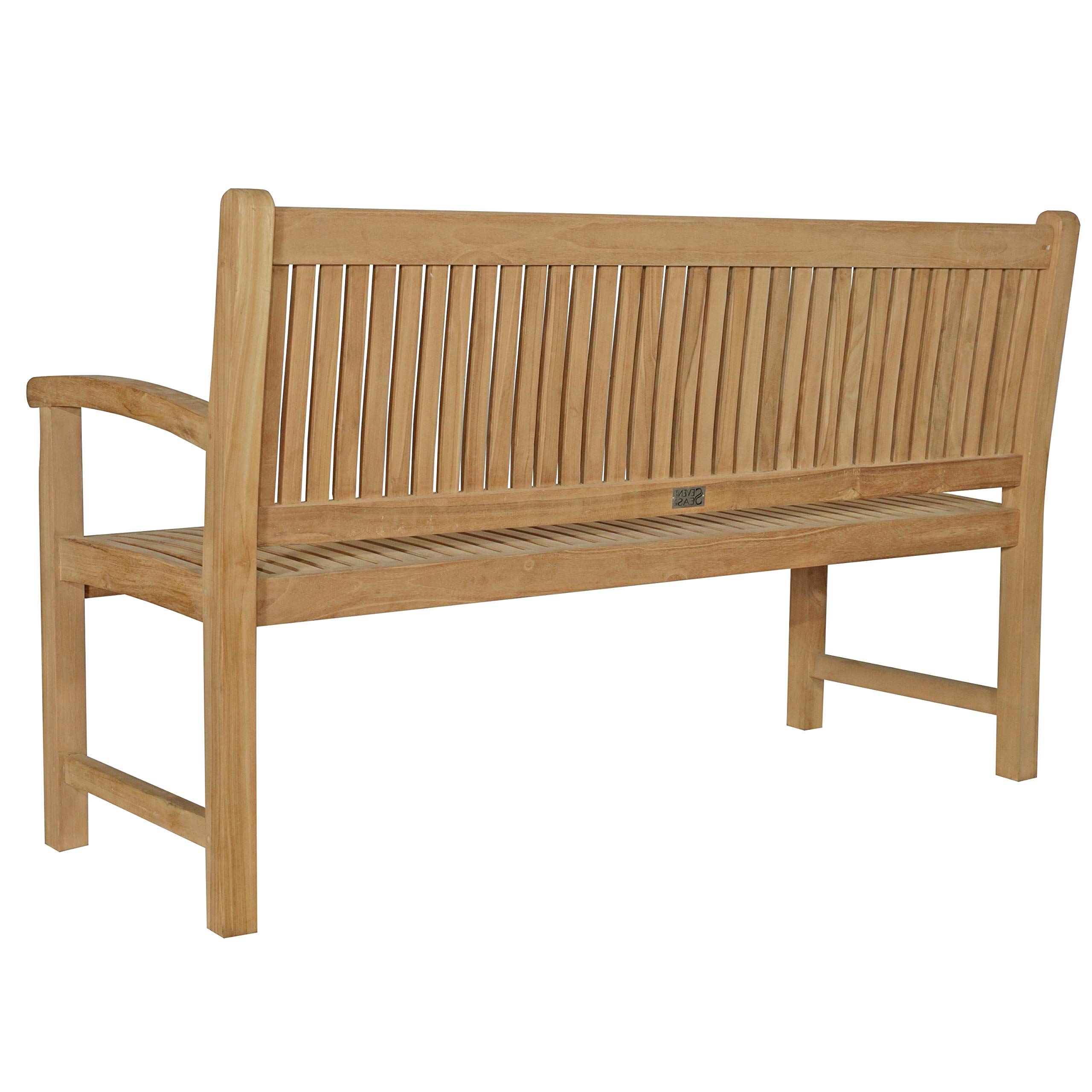 Premium 5-Foot Solid Teak Outdoor Patio Bench - Seven Seas Teak San Juan - Weather-Resistant Garden, Poolside & Deck Seating Furniture for Backyard, Porch or Terrace