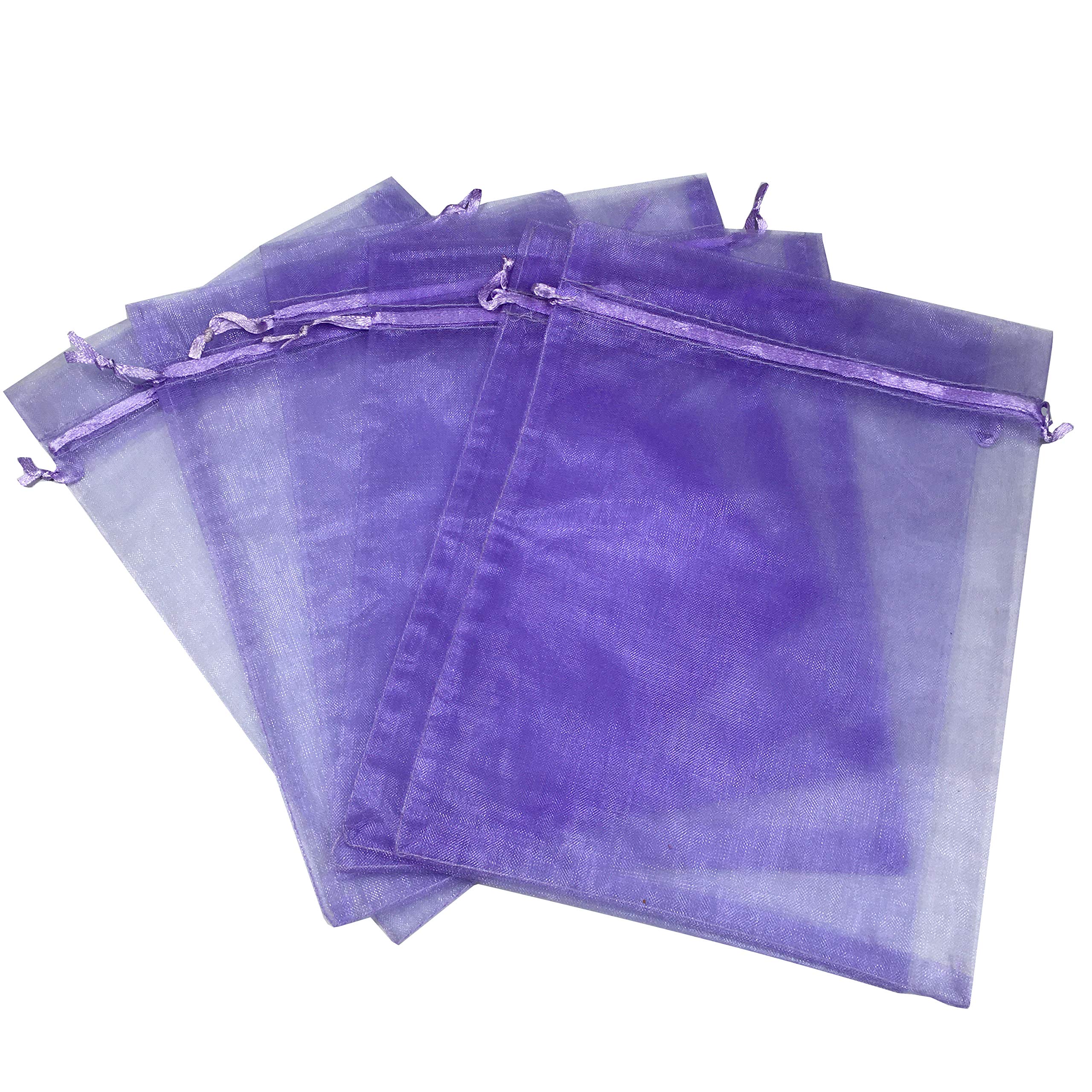 50PCS 8x12 Inches Light Purple Organza Drawstring Gift Bags - Premium Wedding Favors, Party Favor Bags, Jewelry Packaging & Gift Wrapping Supplies for Birthdays, Baby Showers, Bridal Showers
