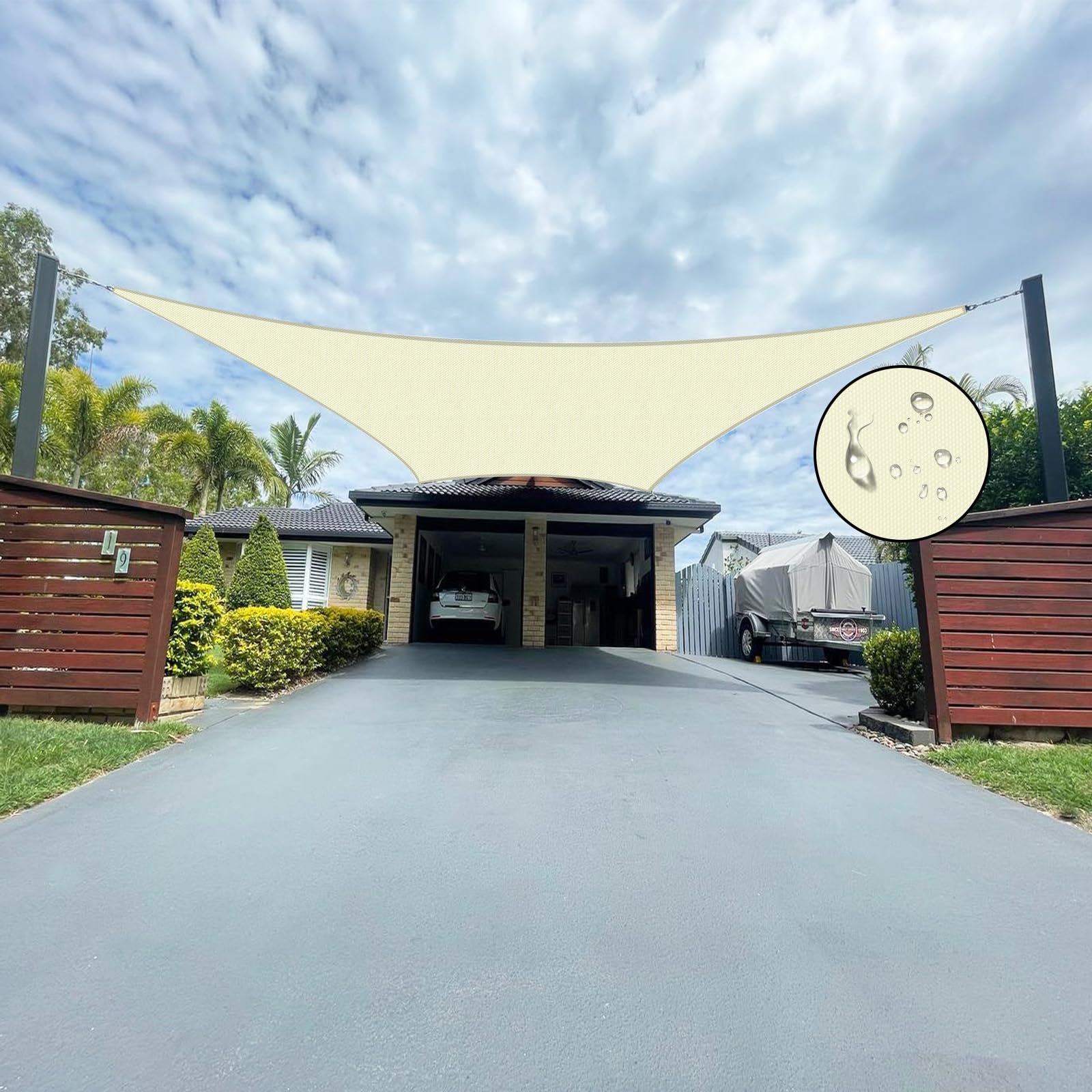 10' x 10' Waterproof UV Block Sun Shade Sail - Square Outdoor Canopy for Pergola, Carport, Patio, Backyard and Garden Activities | Milk White Shade Cloth for Sun Protection