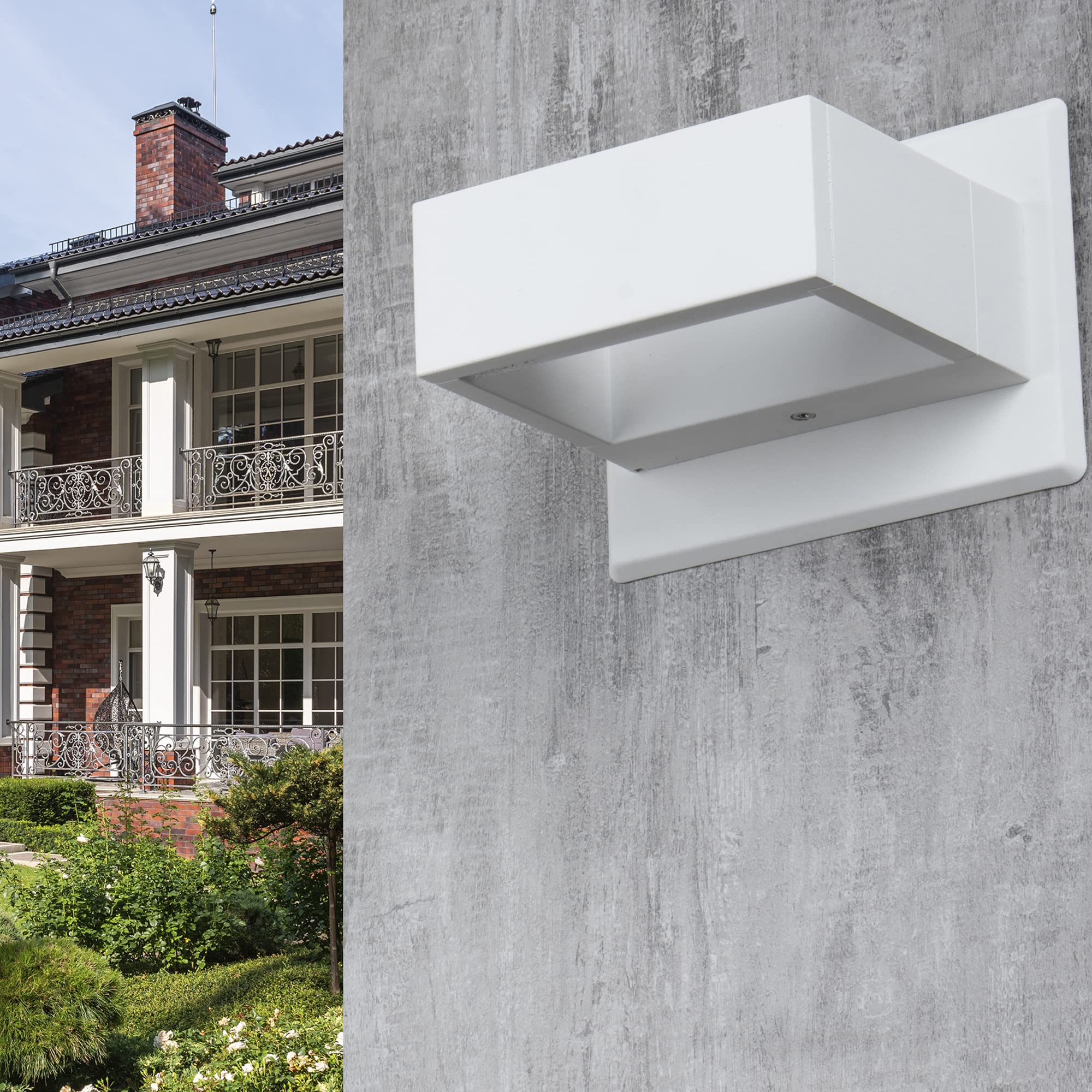 Illumishin Outdoor Wall Sconce - Waterproof LED Up Down Wall Light Fixture for Porch, Front Door, Garden, Yard & Patio - Durable Aluminum Wall Mount Lighting (White) - Perfect for Entryway, Pathway & Landscape Illumination