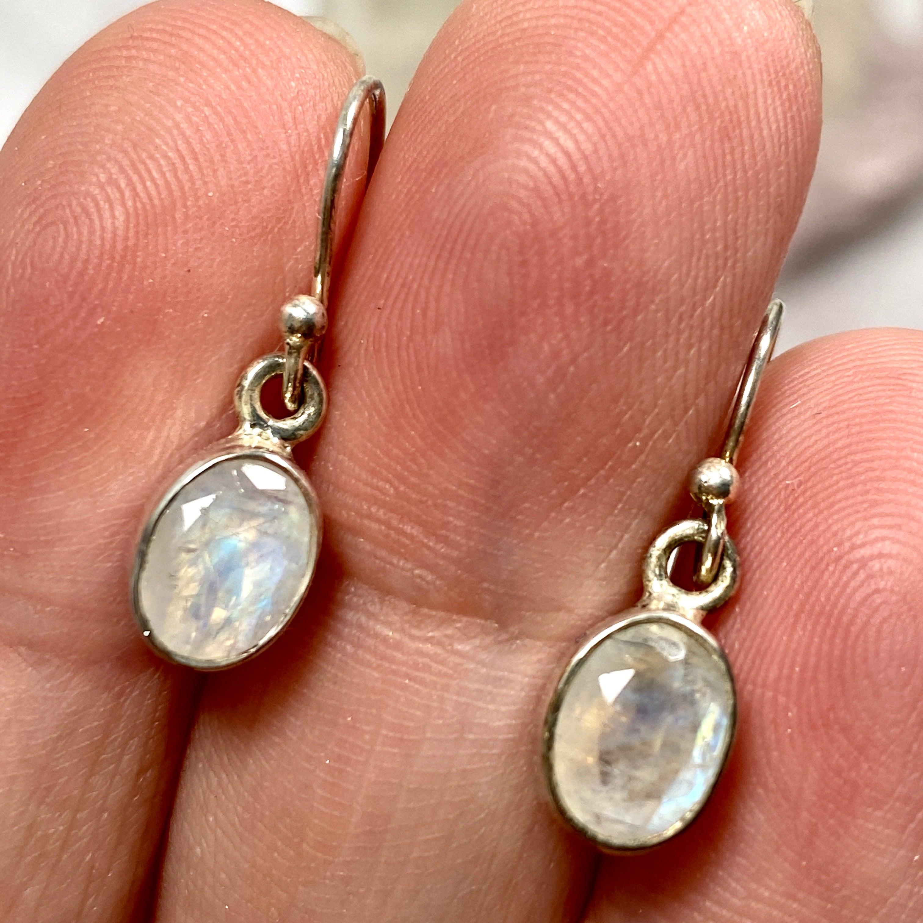 Moonstone Petite Oval Faceted Earrings R2363 MSO – Elegant Dainty Jewelry for Women, Perfect for Weddings, Parties & Everyday Wear