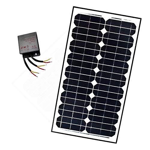 24V 30W Monocrystalline Solar Panel with Charge Controller Kit - Solar Power System for RV, Boat, Cabin & Off-Grid Applications