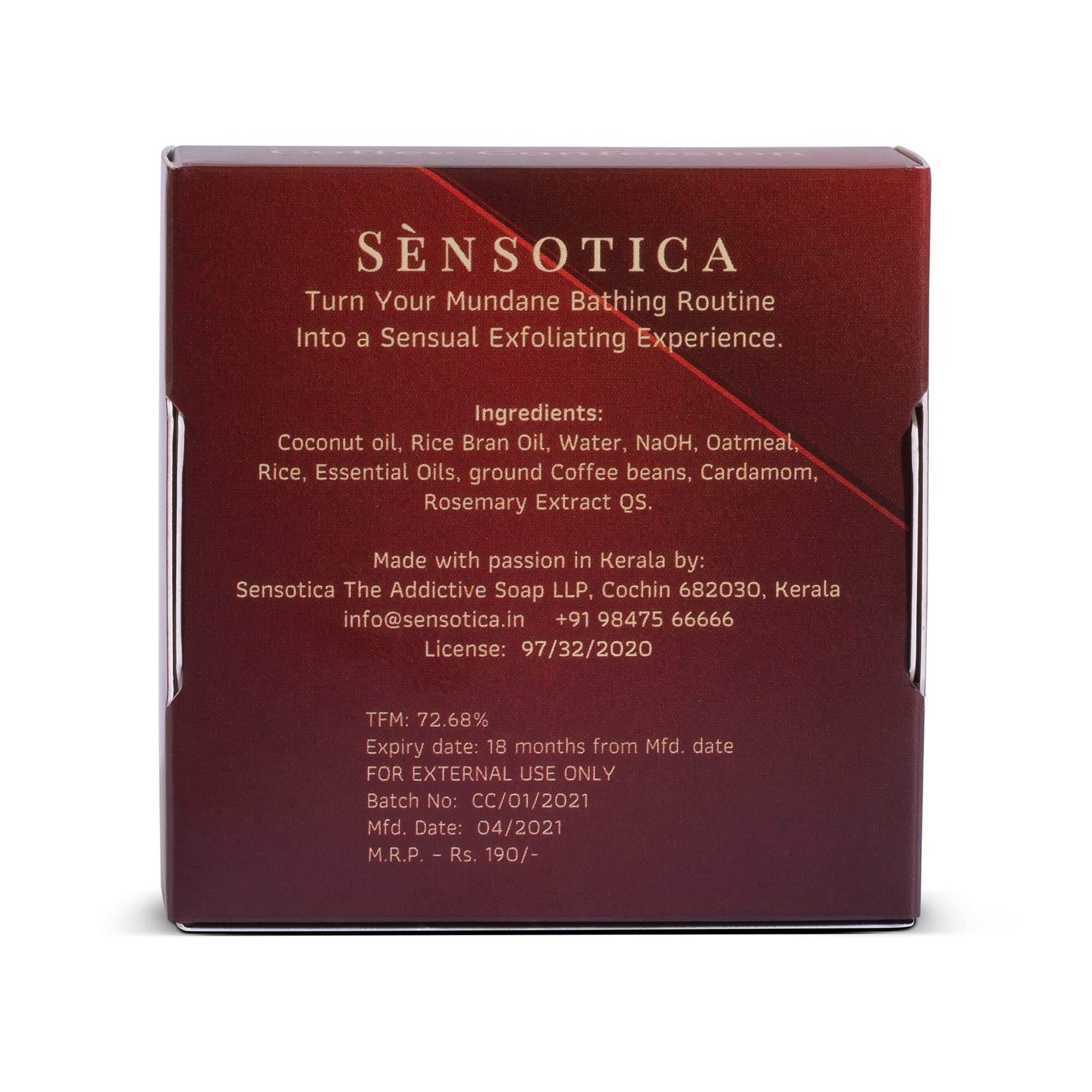 Sensotica Citrus & Coffee Exfoliating Soap Bar - Natural Handmade Facial Cleanser with Essential Oils for Gentle Exfoliation & Deep Cleansing - Sensitive Skin & Acne Care - Perfect for Daily Skincare Routine & Spa Treatment at Home