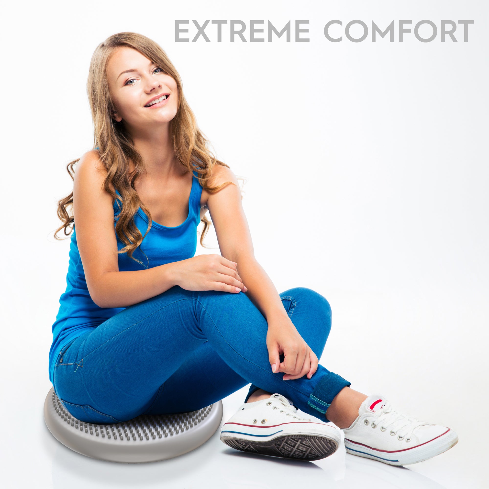 Bouncyband Big Wiggle Seat Sensory Cushion for Kids - Active Sitting Classroom Chair Alternative - Improves Focus & Fidgeting (Silver) - Perfect for ADHD, Autism & School Use
