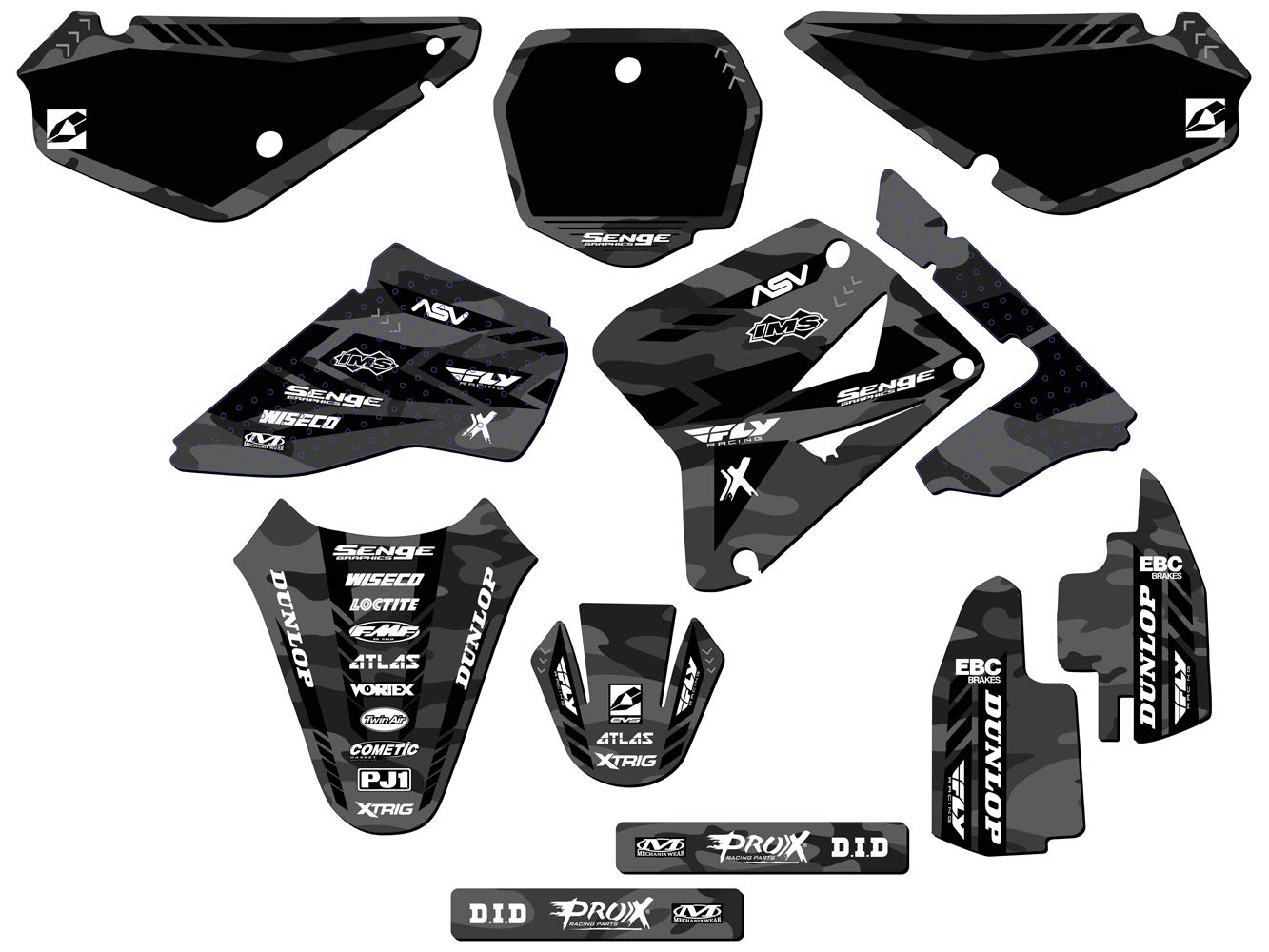 2001-2004 RM 85 Apache Grey Senge Graphics Complete Kit for Suzuki Dirt Bike - Perfect for Motocross Racing & Off-Road Trail Riding