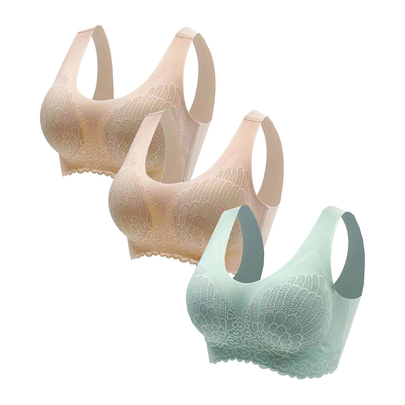 3 Pack Women's Wire-Free Sports Bras - Full Figure Support Workout Bra, Breathable & Comfortable Yoga Tops for Gym, Running, Fitness - Perfect for High-Impact Exercise & Daily Activewear
