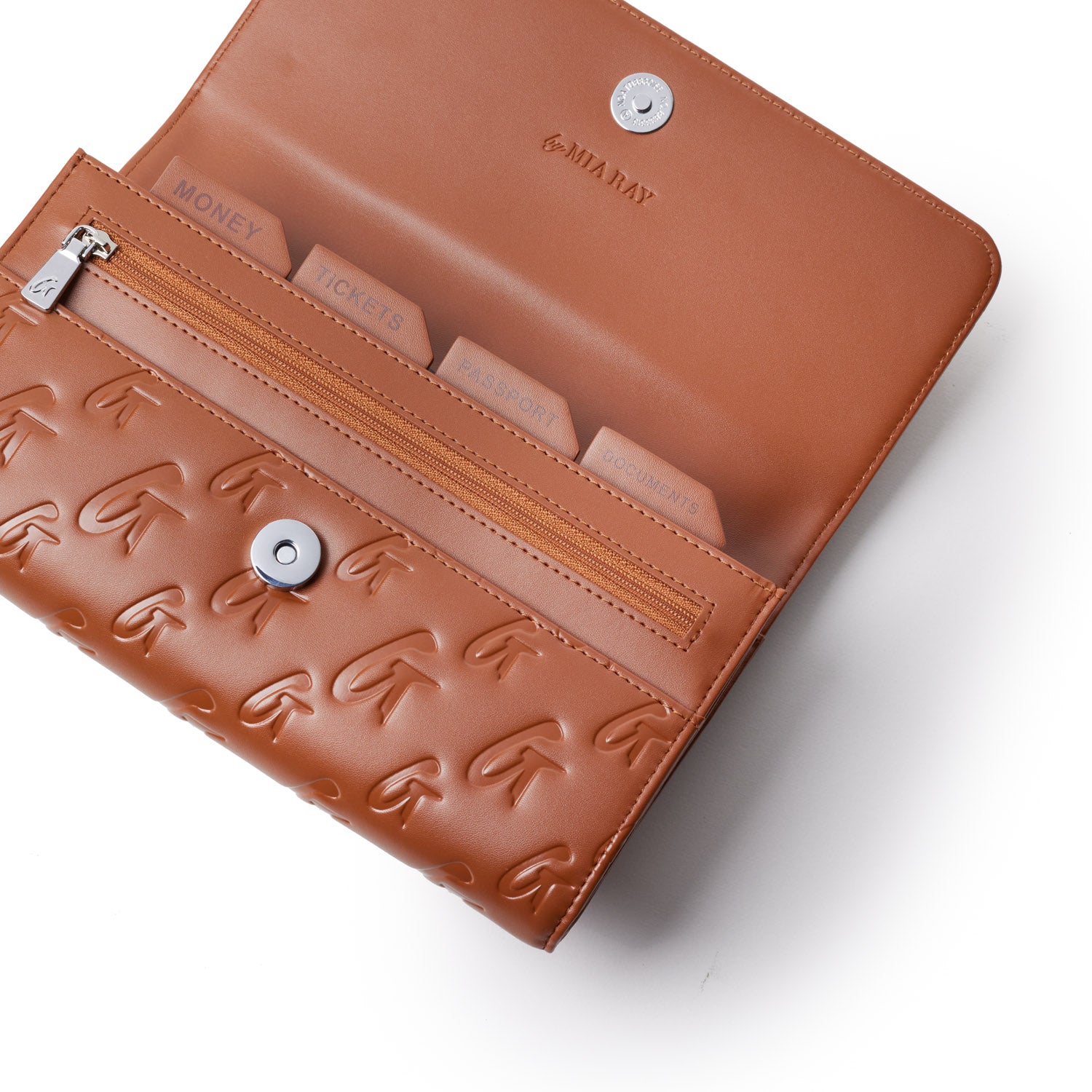 Monogram Leather Travel Wallet for Women & Men - RFID Blocking Brown Passport Holder - Perfect for Airplane, Business Trips & International Travel