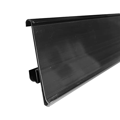 50 Pack Snap-On Shelf Label Holders for Metro Wire Shelving - 1.5”H x 43”L Clear PVC Plastic Price Tag Holders with Black Back for Retail Stores, Warehouses & Supermarkets - Perfect for Product Pricing, Inventory Management & Organization