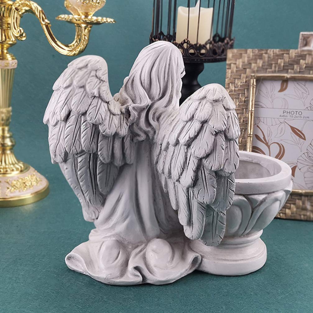 BESPORTBLE Resin Angel Statue - Elegant Praying Angel Planter for Succulents, Flowers, Pens, Jewelry | Indoor & Outdoor Home Decor, Table Centerpiece, Office Desk Organizer | Perfect for Living Room, Bedroom, Garden & Gift Giving