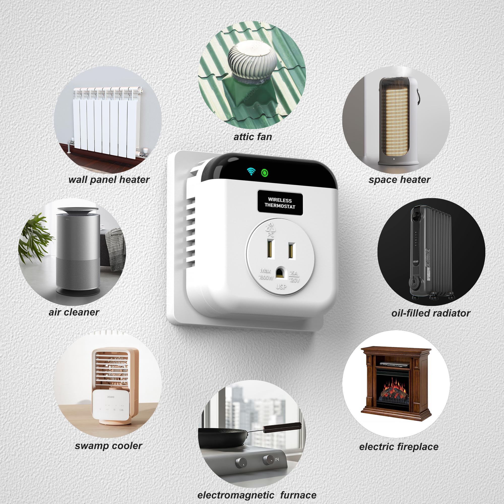 Smart WiFi Thermostat Plug - Programmable Temperature Controller with App & Voice Control - Works with Alexa & Google Home - Perfect for Home, Office & Vacation Rental Energy Savings