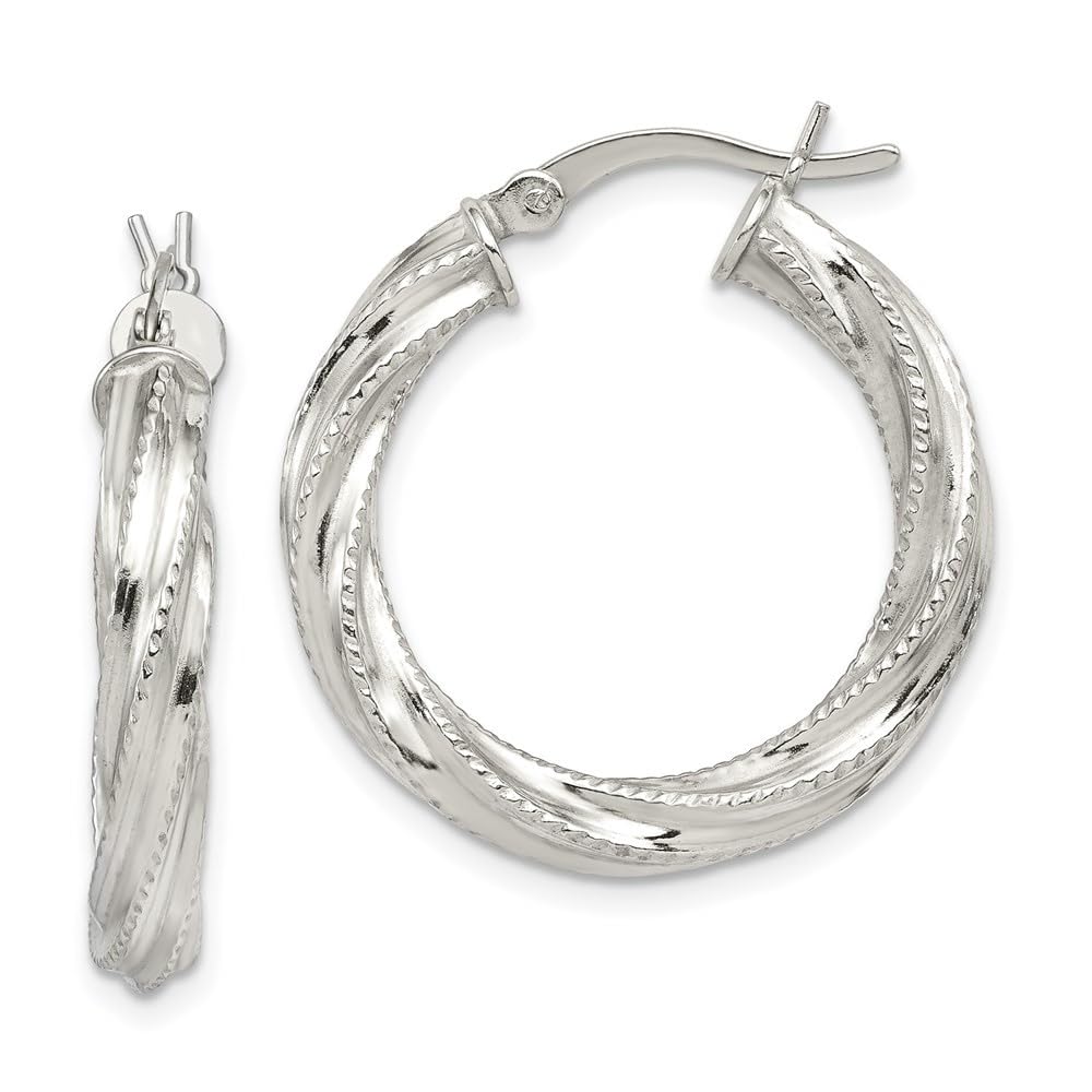 925 Sterling Silver Twist Hoop Earrings for Women - Elegant Patterned Design (0.71