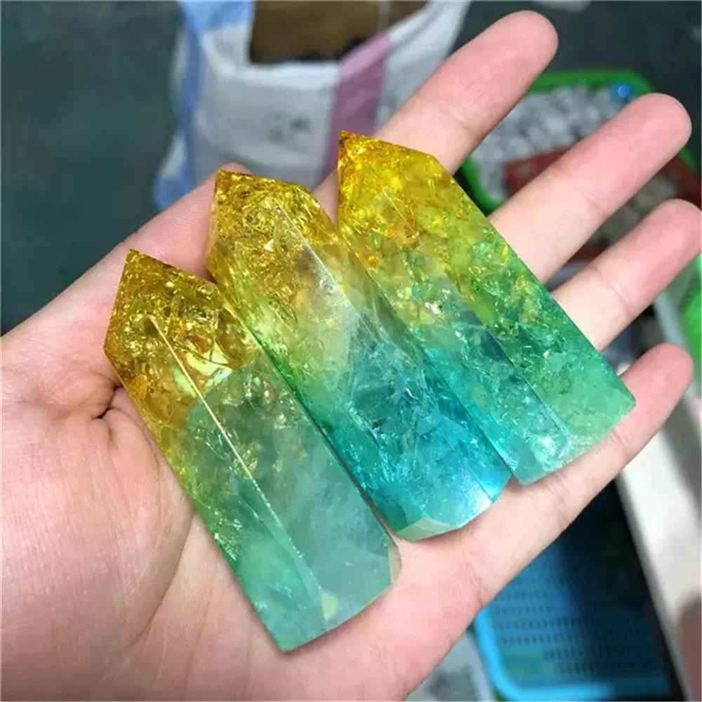 Wholesale Natural Quartz Tower Stones - Aura Yellow Green Healing Crystals for Energy, Meditation & Home Decor - Perfect for Feng Shui, Reiki & Spiritual Gifts