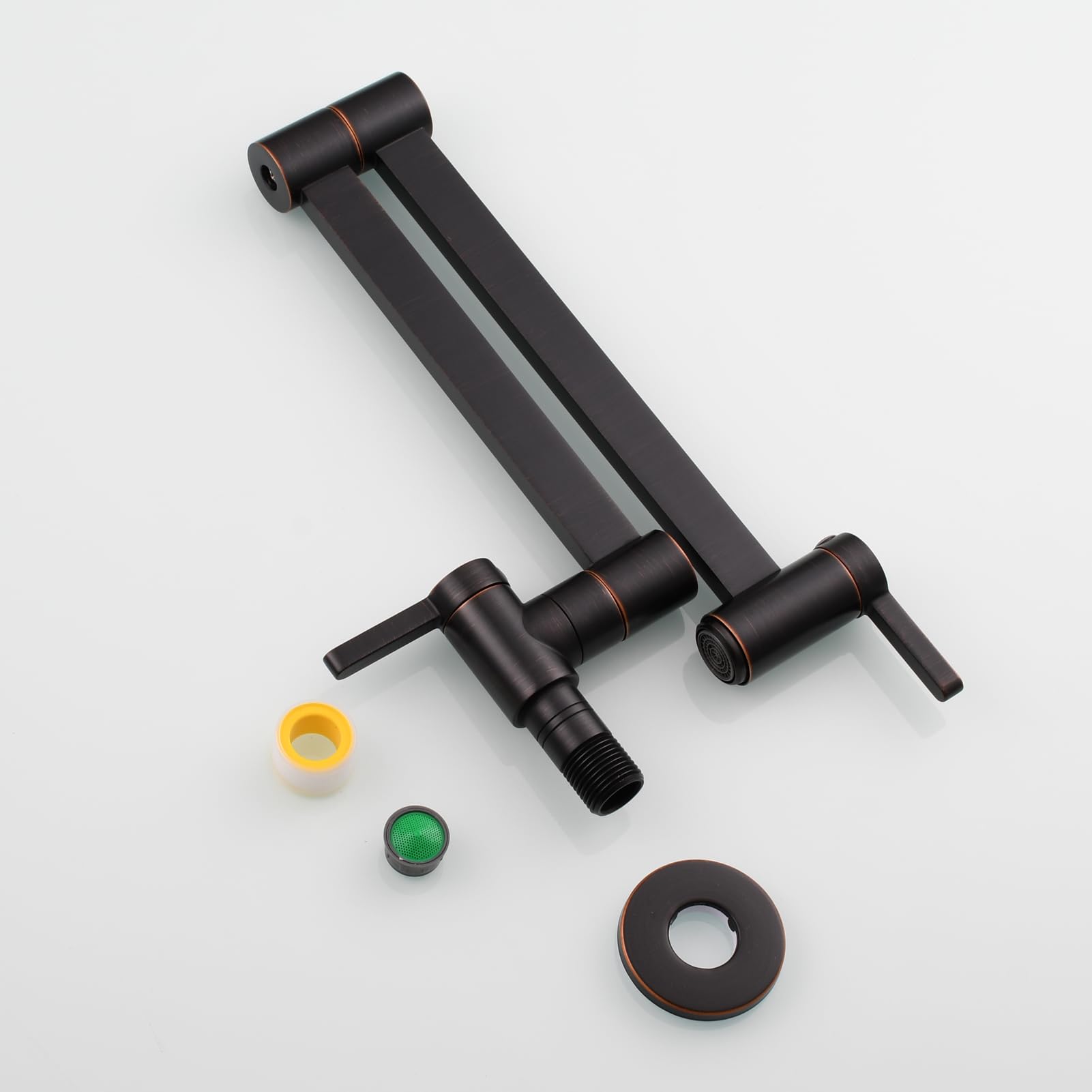 Oil Rubbed Bronze Wall Mount Pot Filler Faucet - Double Joint Swing Arm Brass Kitchen Sink Faucet for Easy Cooking & Filling Pots (Model CT172R) | Perfect for Home Chefs & Busy Kitchens